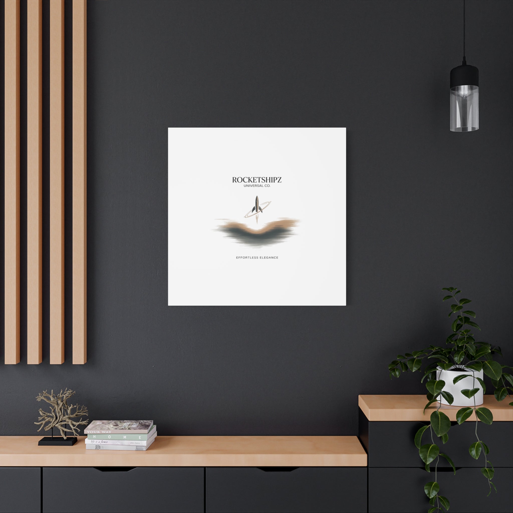 Minimal Rocket Logo Canvas, Neutral Art Print | Quiet Luxury, Elevated Basics