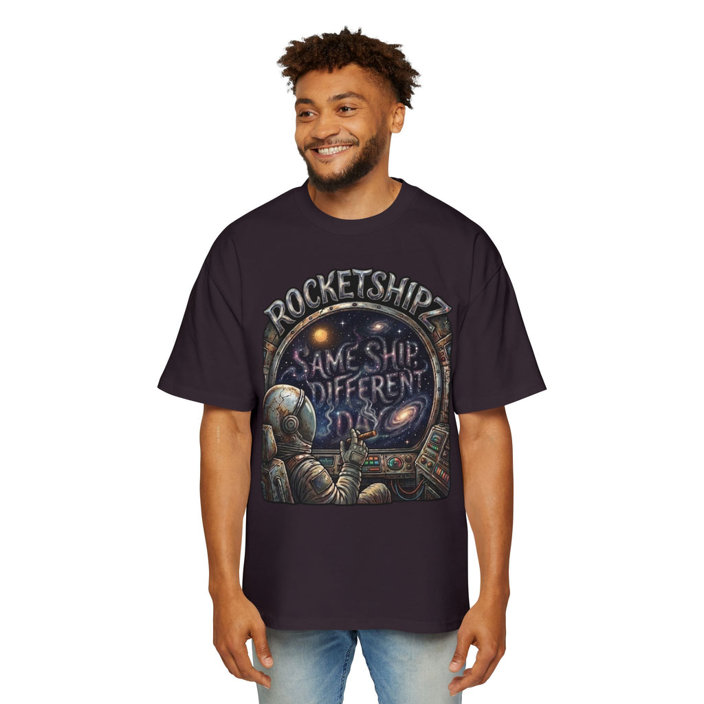 "Same Ship, Different Day" Rocketshipz Astronaut Graphic Tee — Men’s Oversized T-Shirt