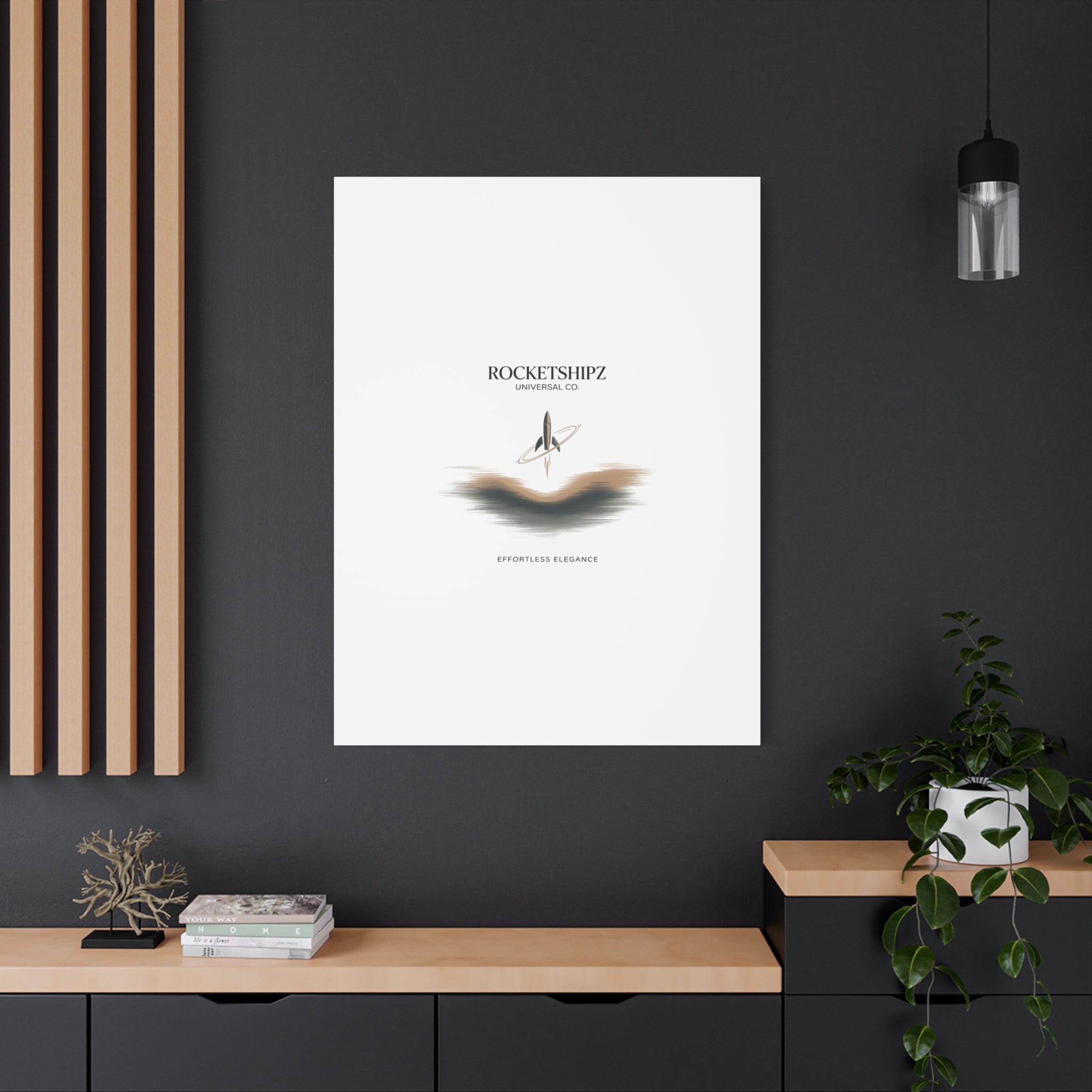 Minimal Rocket Logo Canvas, Neutral Art Print | Quiet Luxury, Elevated Basics
