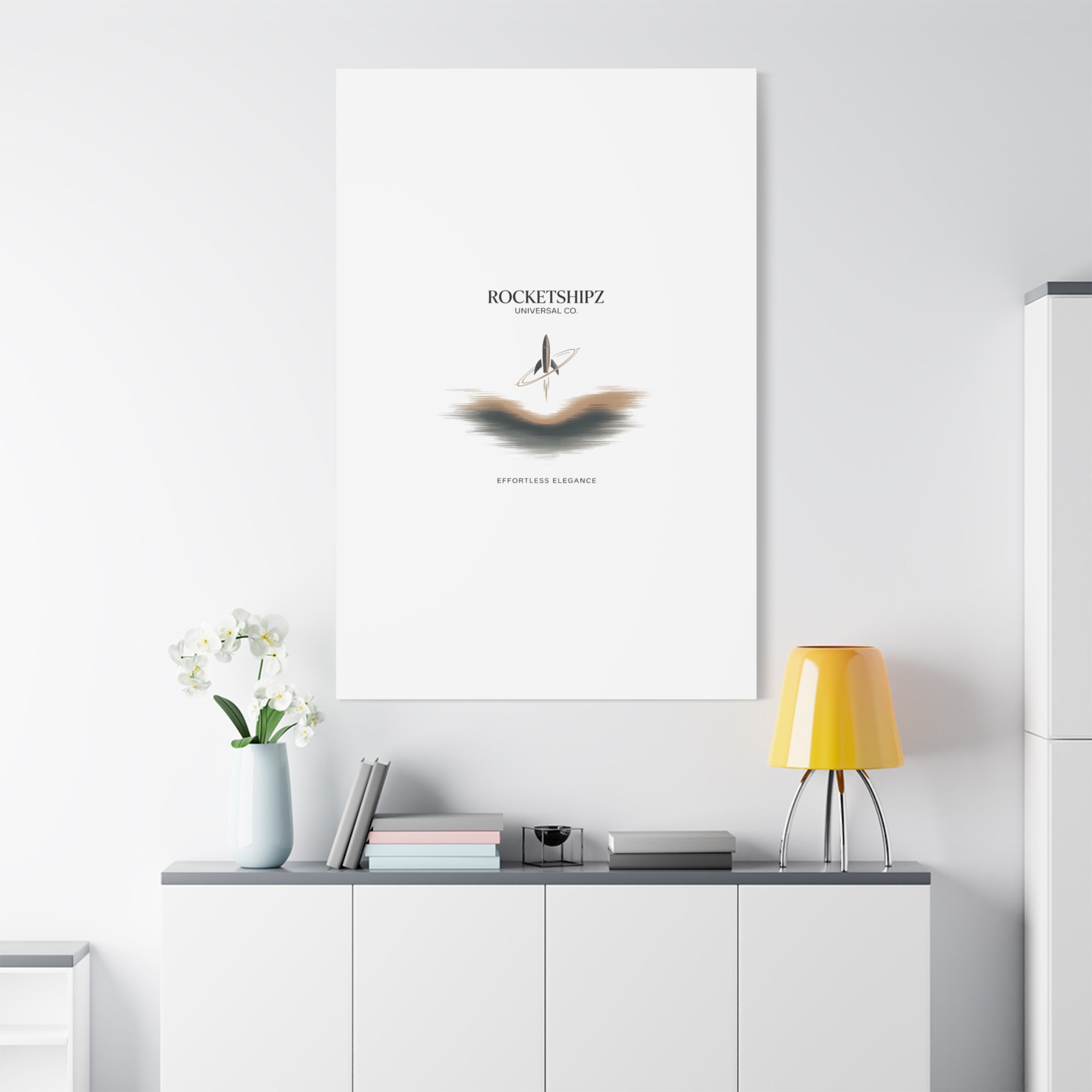 Minimal Rocket Logo Canvas, Neutral Art Print | Quiet Luxury, Elevated Basics