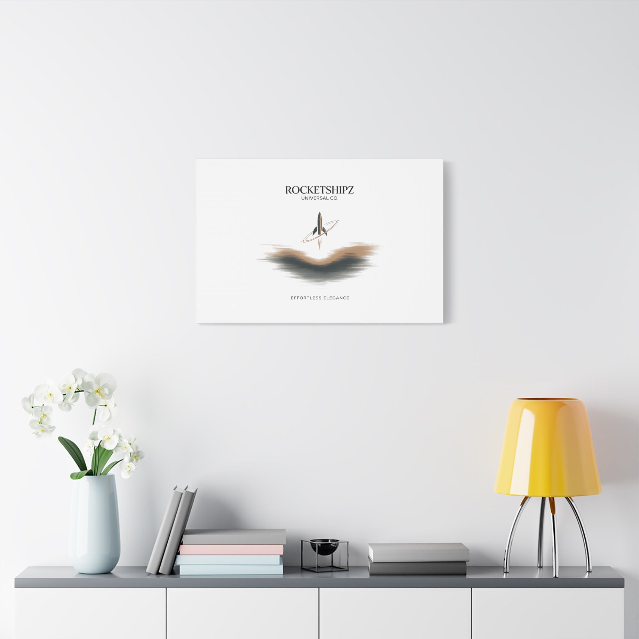 Minimal Rocket Logo Canvas, Neutral Art Print | Quiet Luxury, Elevated Basics