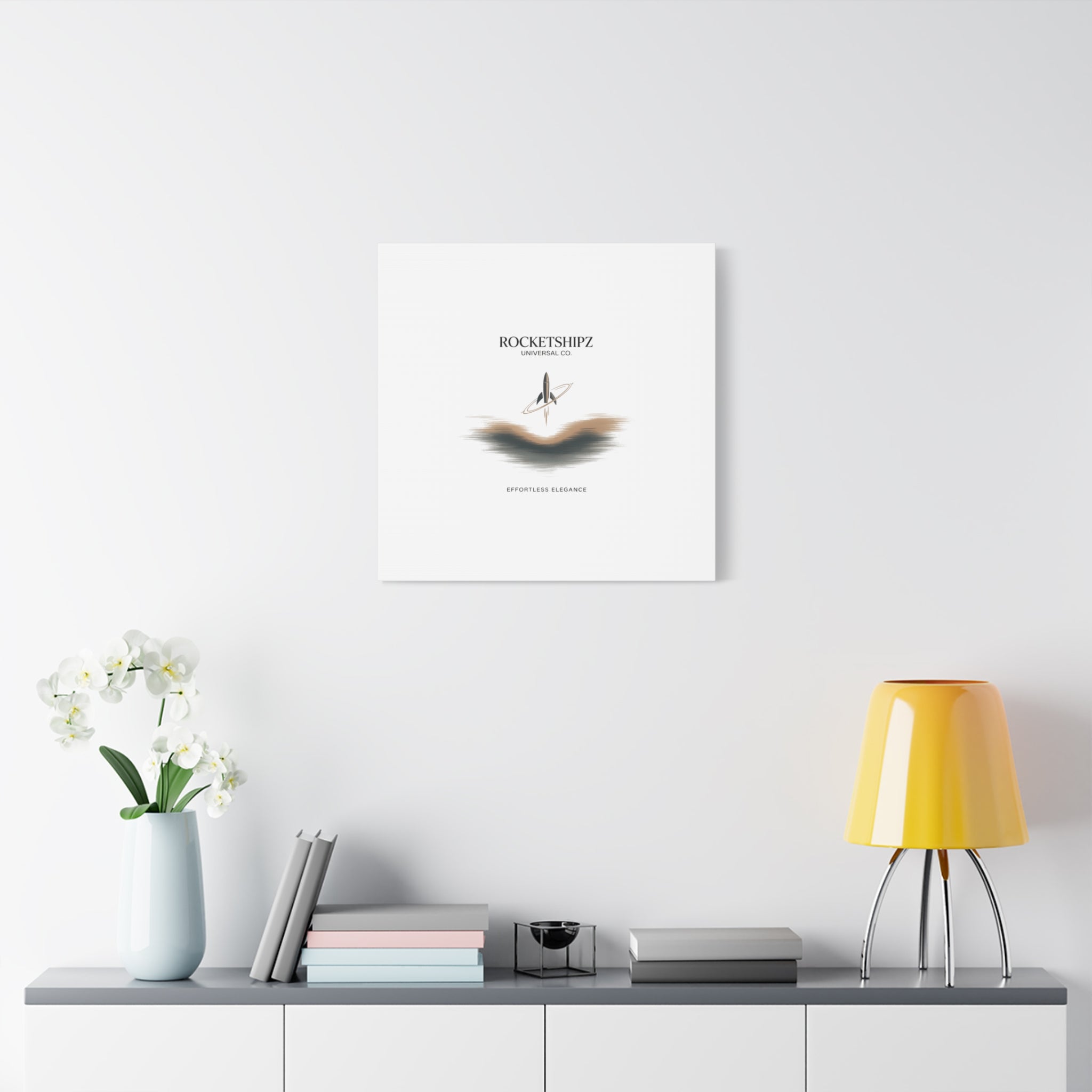 Minimal Rocket Logo Canvas, Neutral Art Print | Quiet Luxury, Elevated Basics