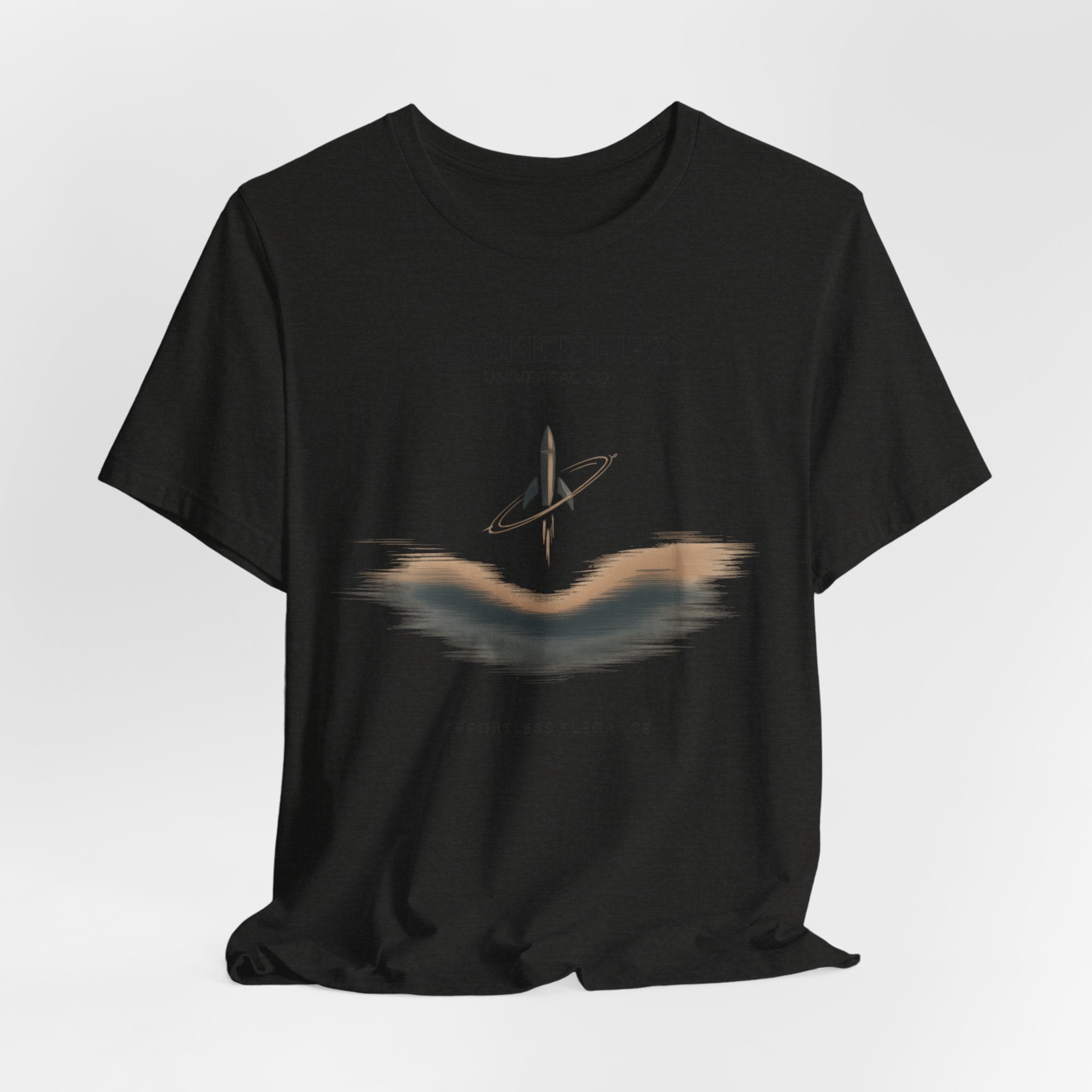Minimalist Rocketship Tee, Premium Basics, Subtle Embroidery Style