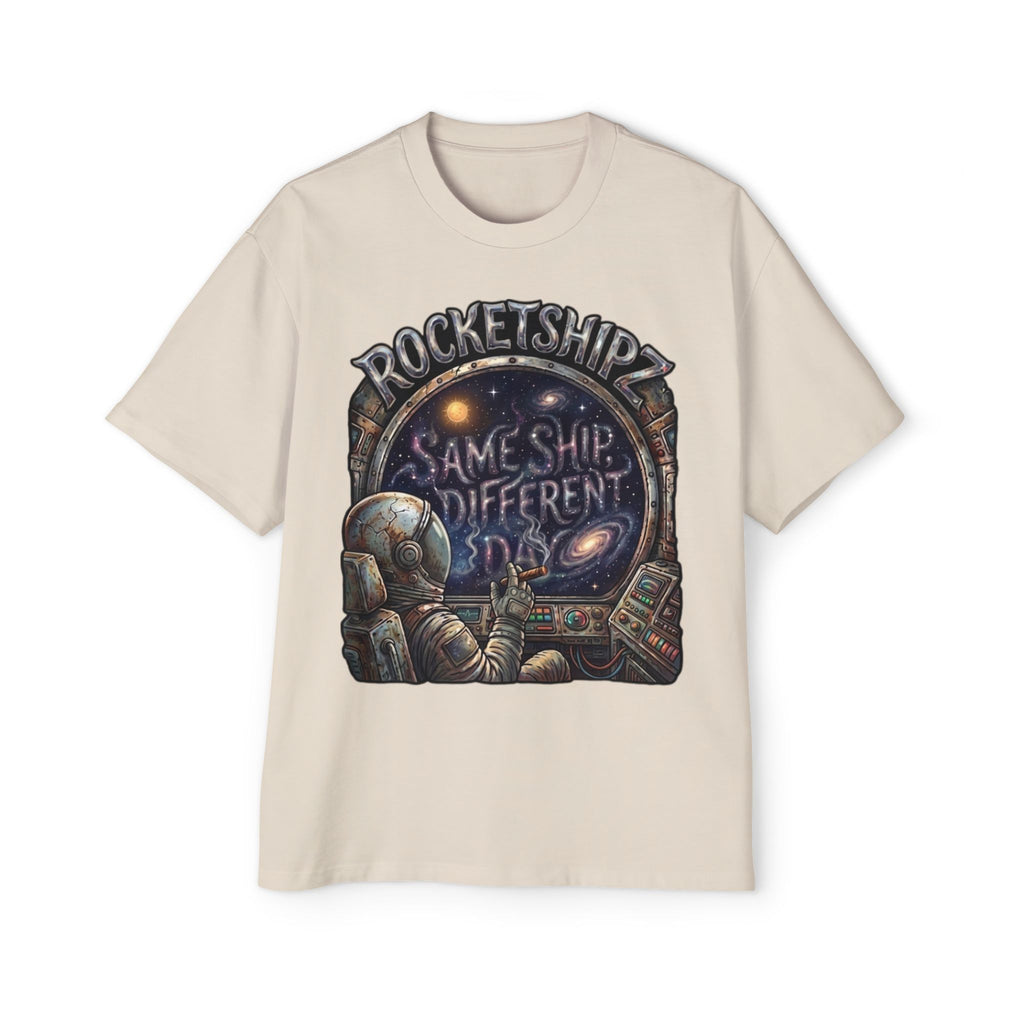 "Same Ship, Different Day" Rocketshipz Astronaut Graphic Tee — Men’s Oversized T-Shirt