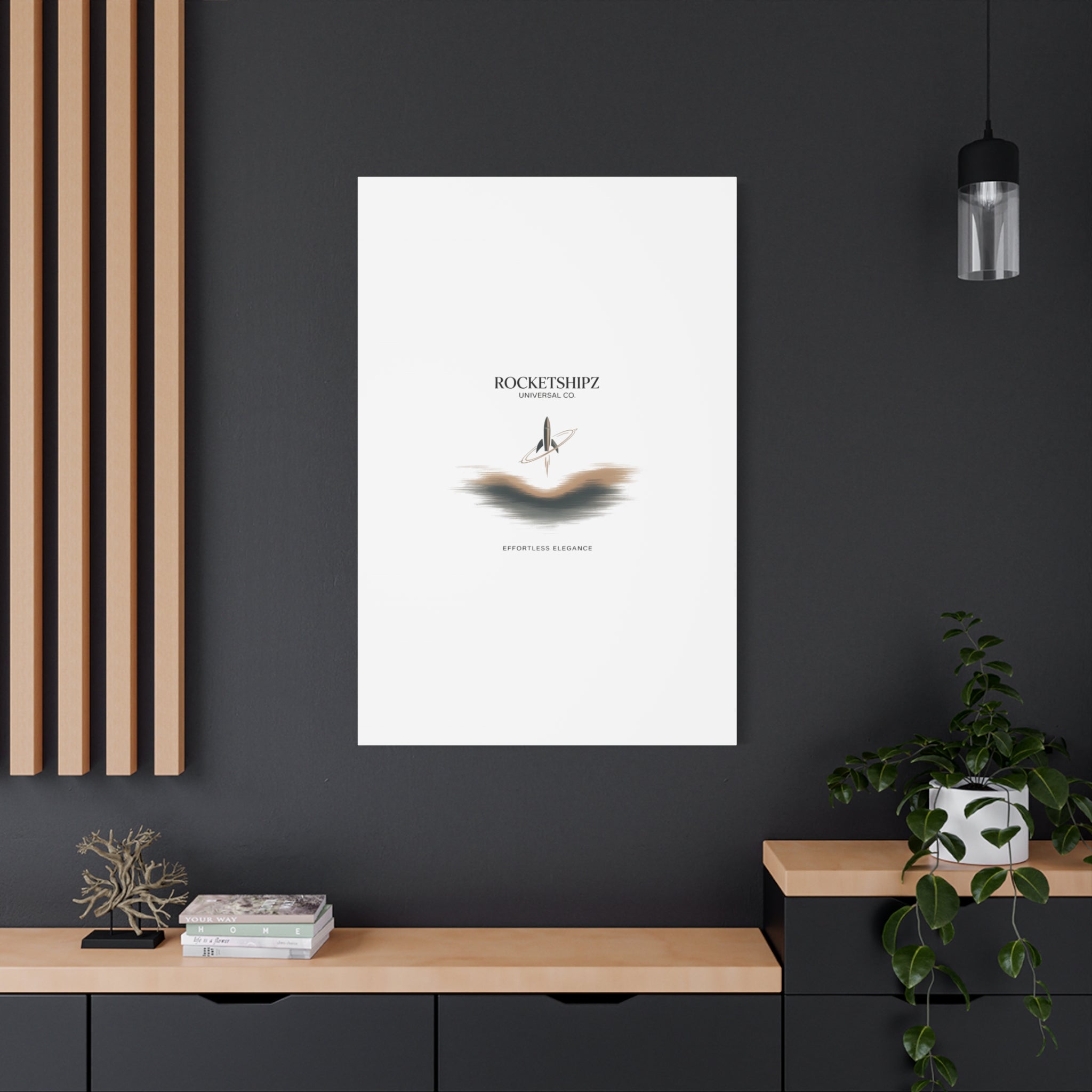 Minimal Rocket Logo Canvas, Neutral Art Print | Quiet Luxury, Elevated Basics