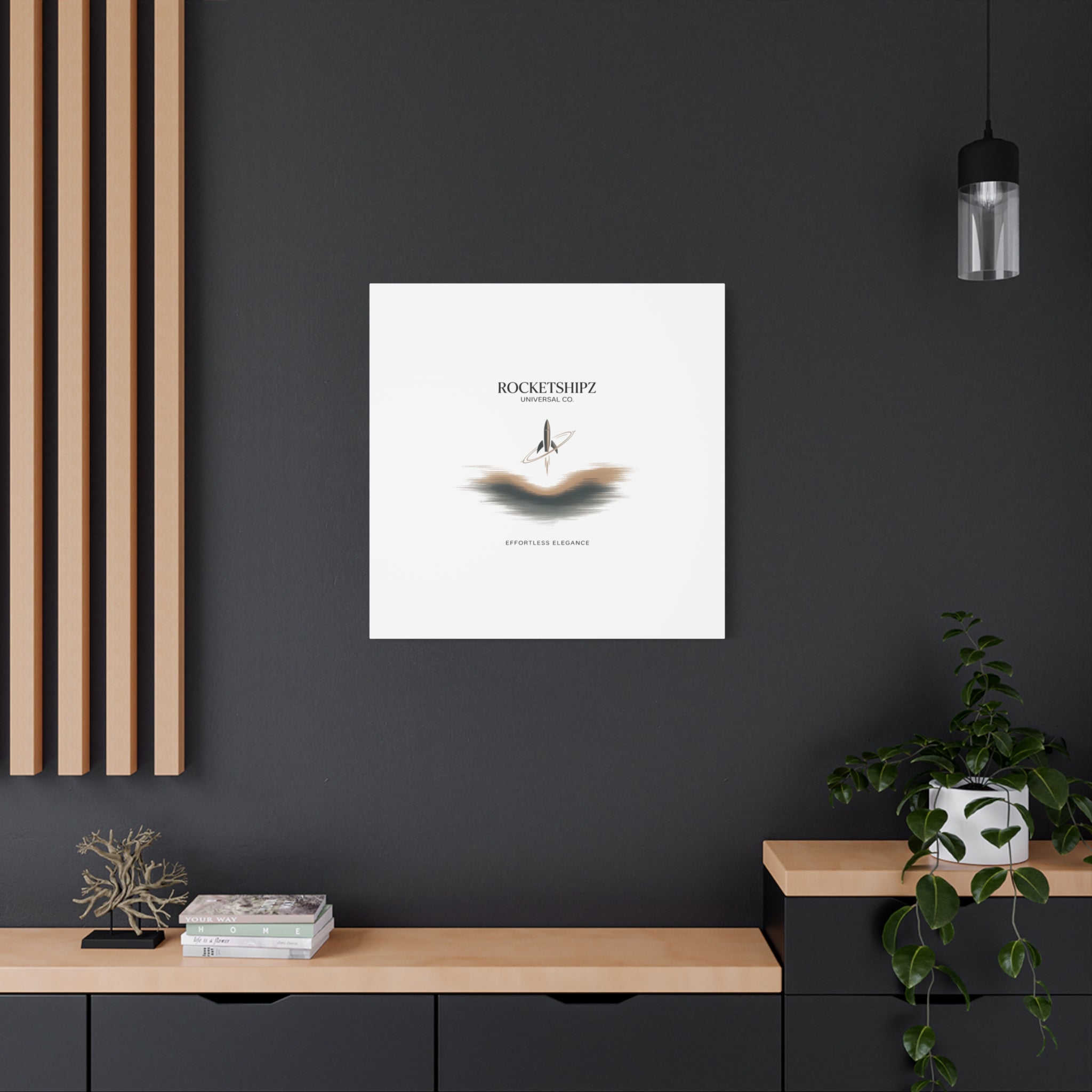 Minimal Rocket Logo Canvas, Neutral Art Print | Quiet Luxury, Elevated Basics