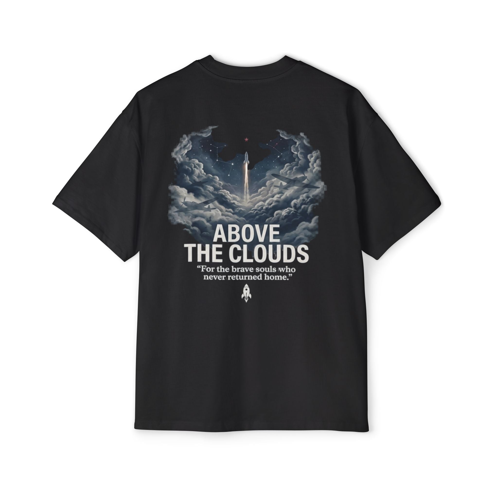 'For Those Who Rose' Memorial Day '26 Above the Clouds Graphic Tee by Rocketshipz — Men's Oversized T-Shirt