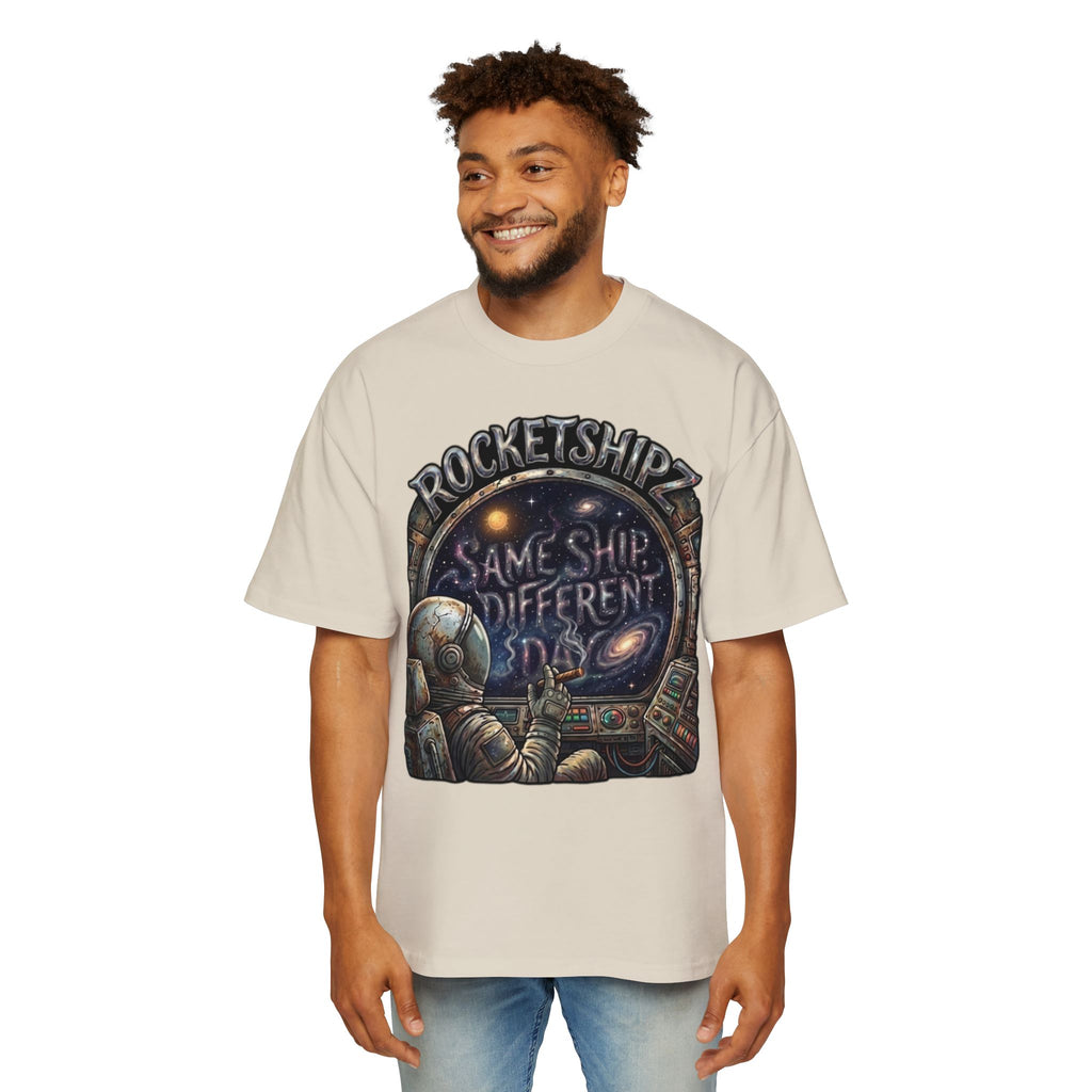 "Same Ship, Different Day" Rocketshipz Astronaut Graphic Tee — Men’s Oversized T-Shirt