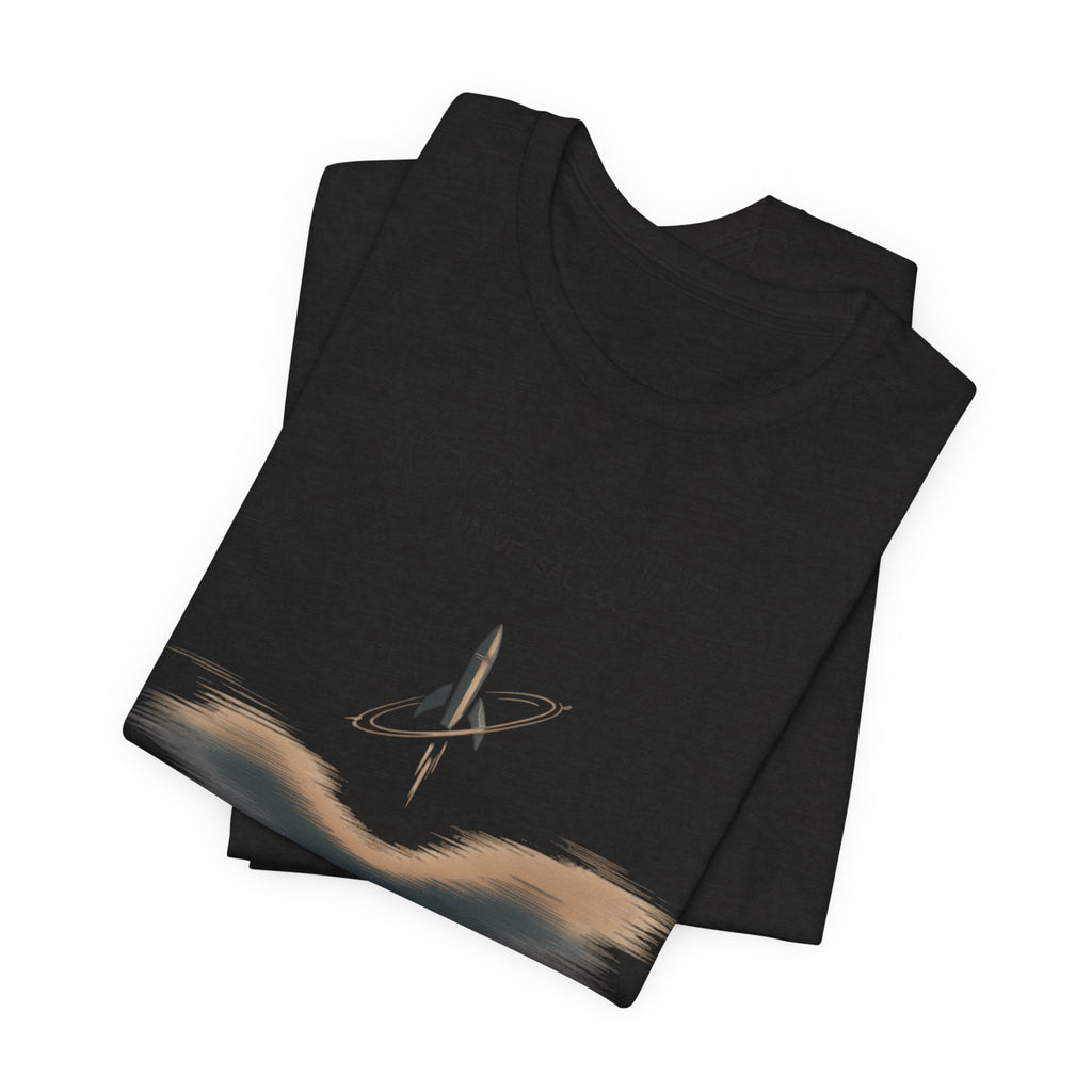 Minimalist Rocketship Tee, Premium Basics, Subtle Embroidery Style
