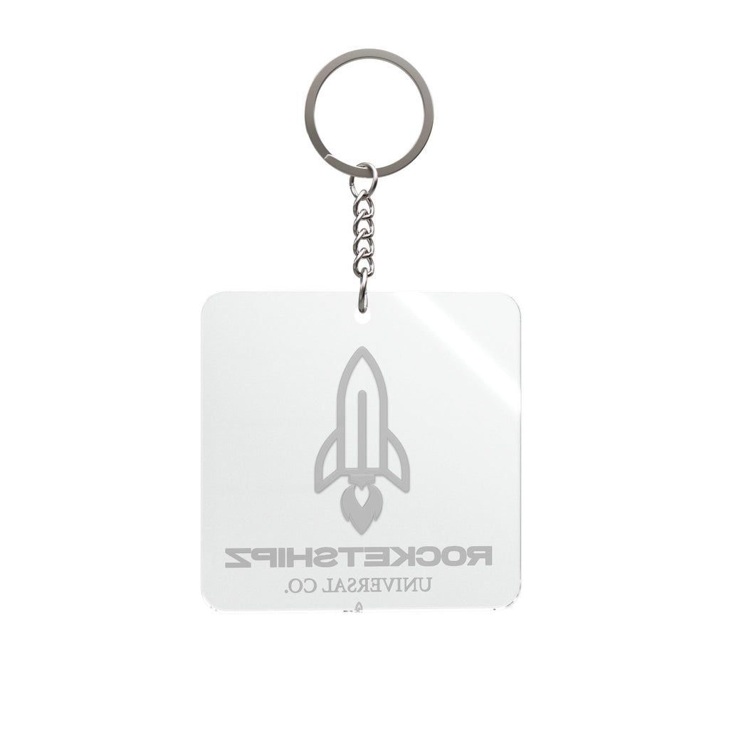 Rocketshipz Square Keychain — Minimal Rocket Logo Keyring