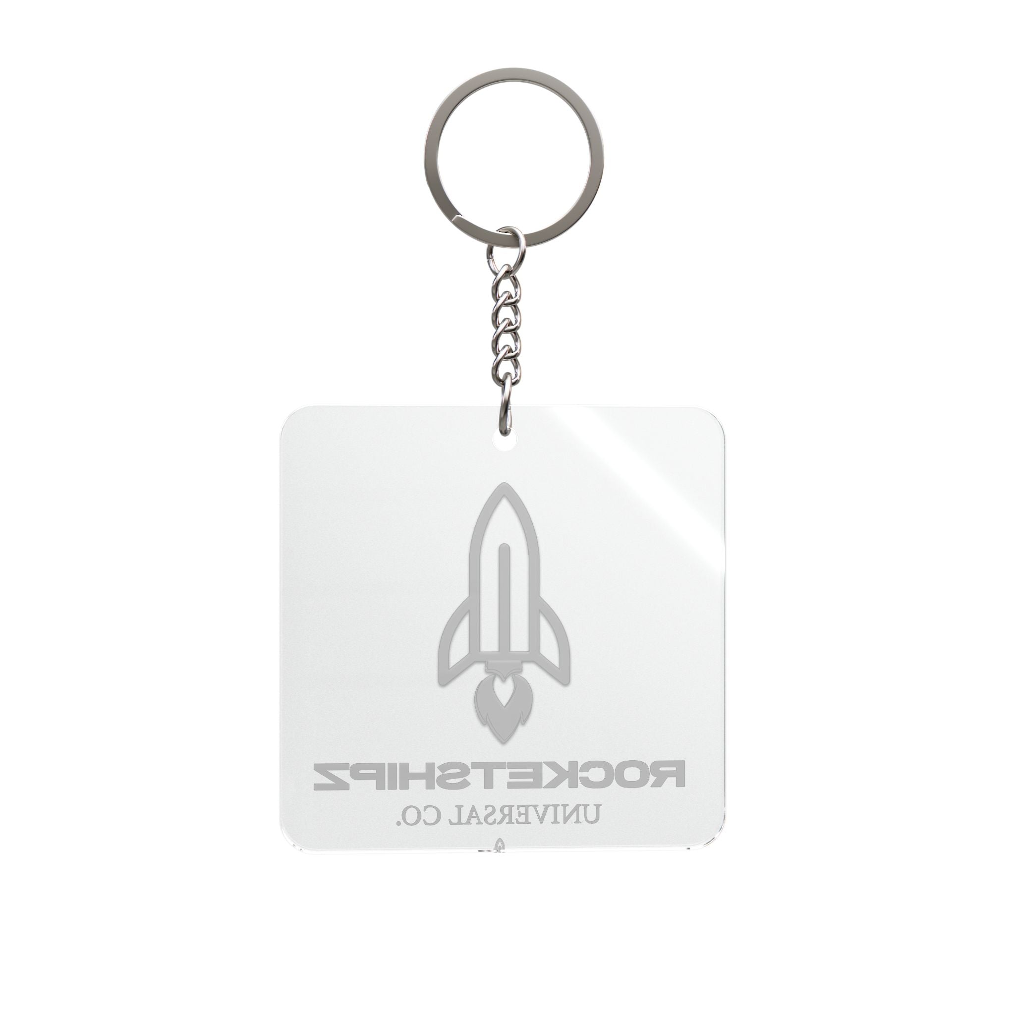 Rocketshipz Square Keychain — Minimal Rocket Logo Keyring