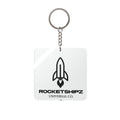 Rocketshipz Square Keychain — Minimal Rocket Logo Keyring
