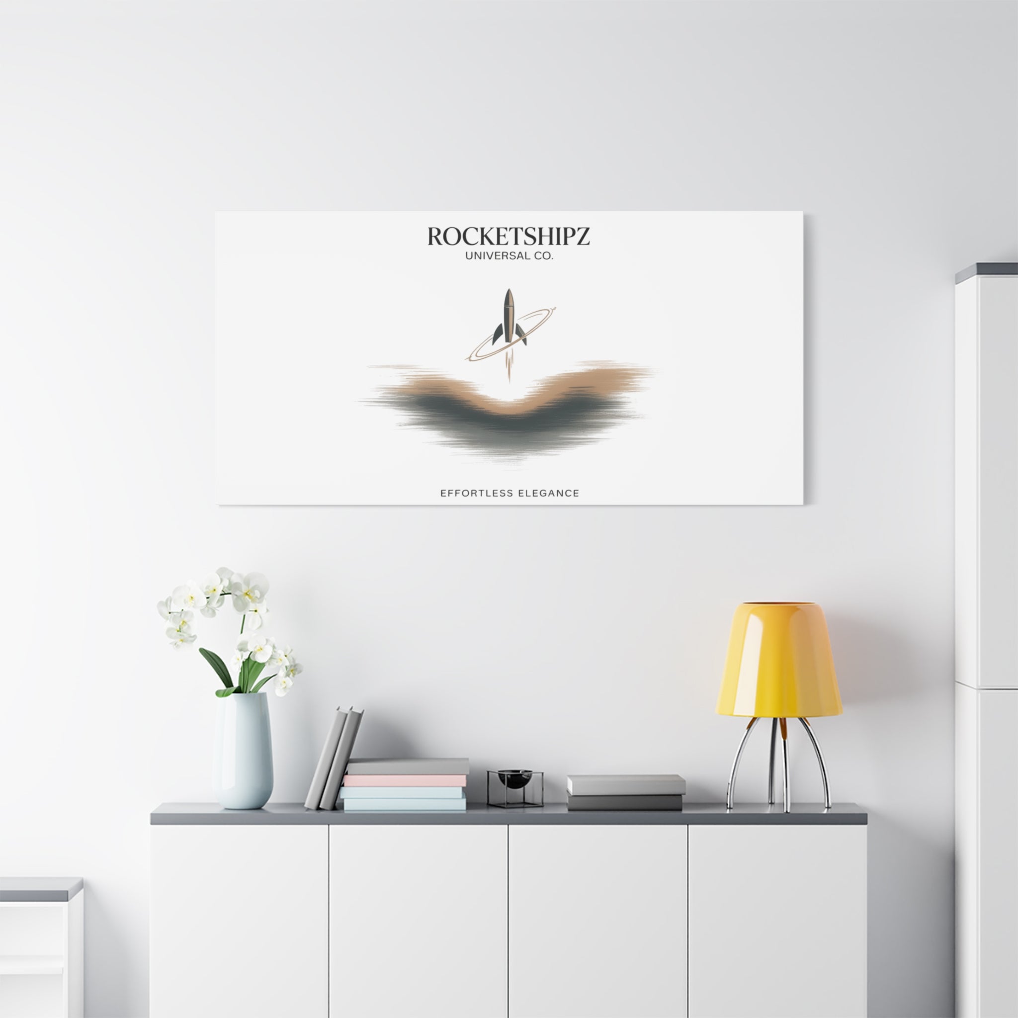 Minimal Rocket Logo Canvas, Neutral Art Print | Quiet Luxury, Elevated Basics