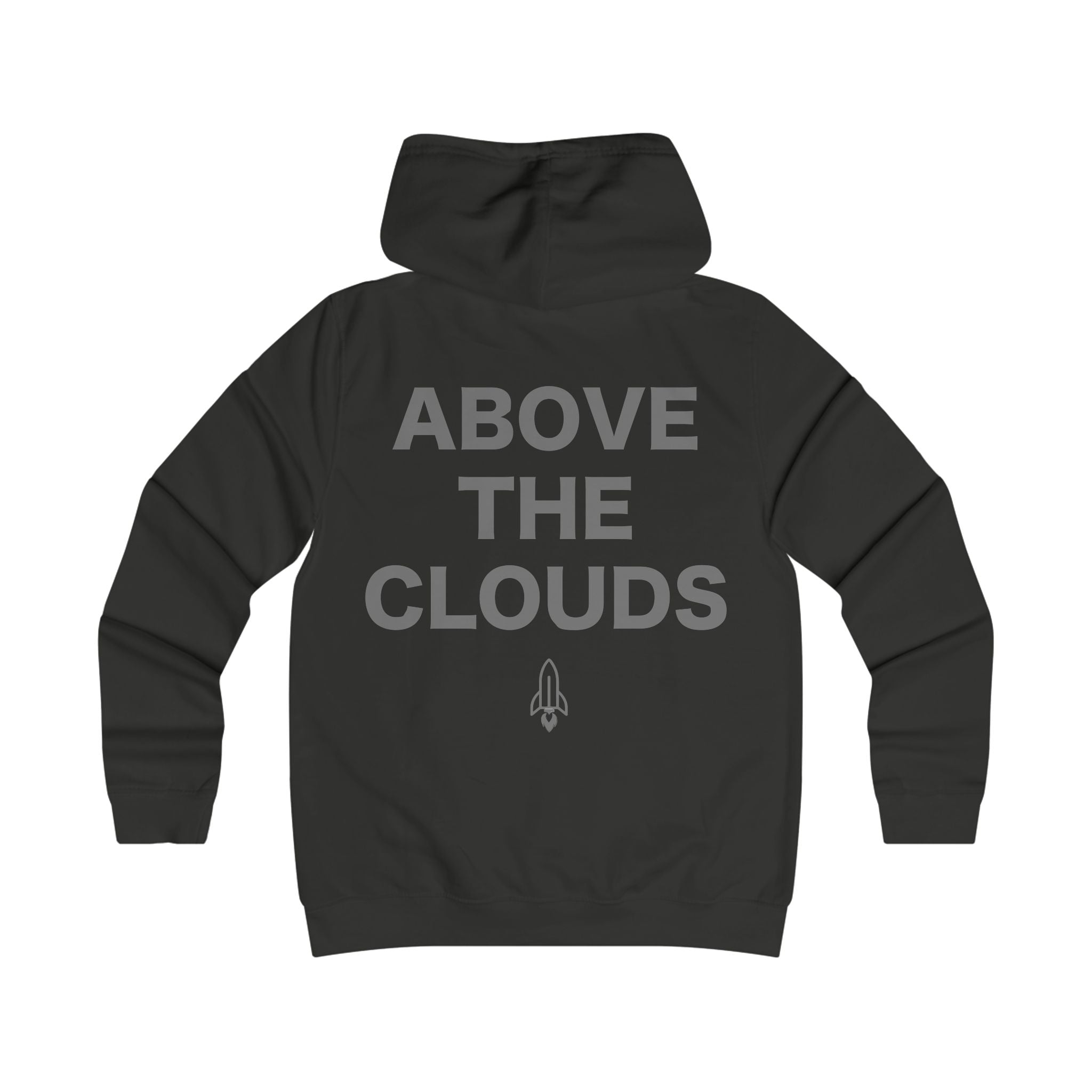 Rocketshipz "Above The Clouds" Hoodie — Retro Rocket Graphic College-Style Pullover