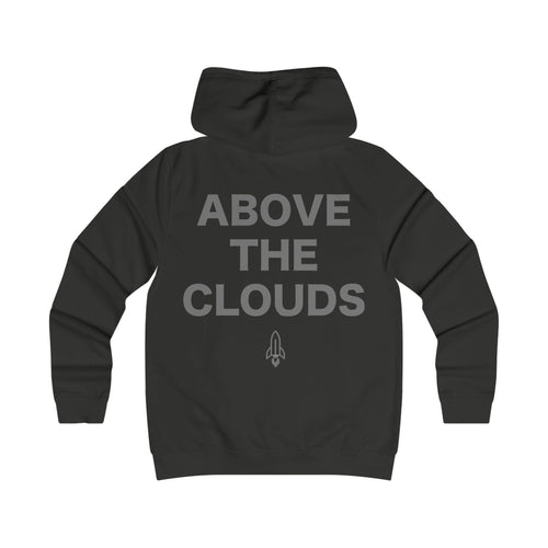 Rocketshipz "Above The Clouds" Hoodie — Retro Rocket Graphic College-Style Pullover