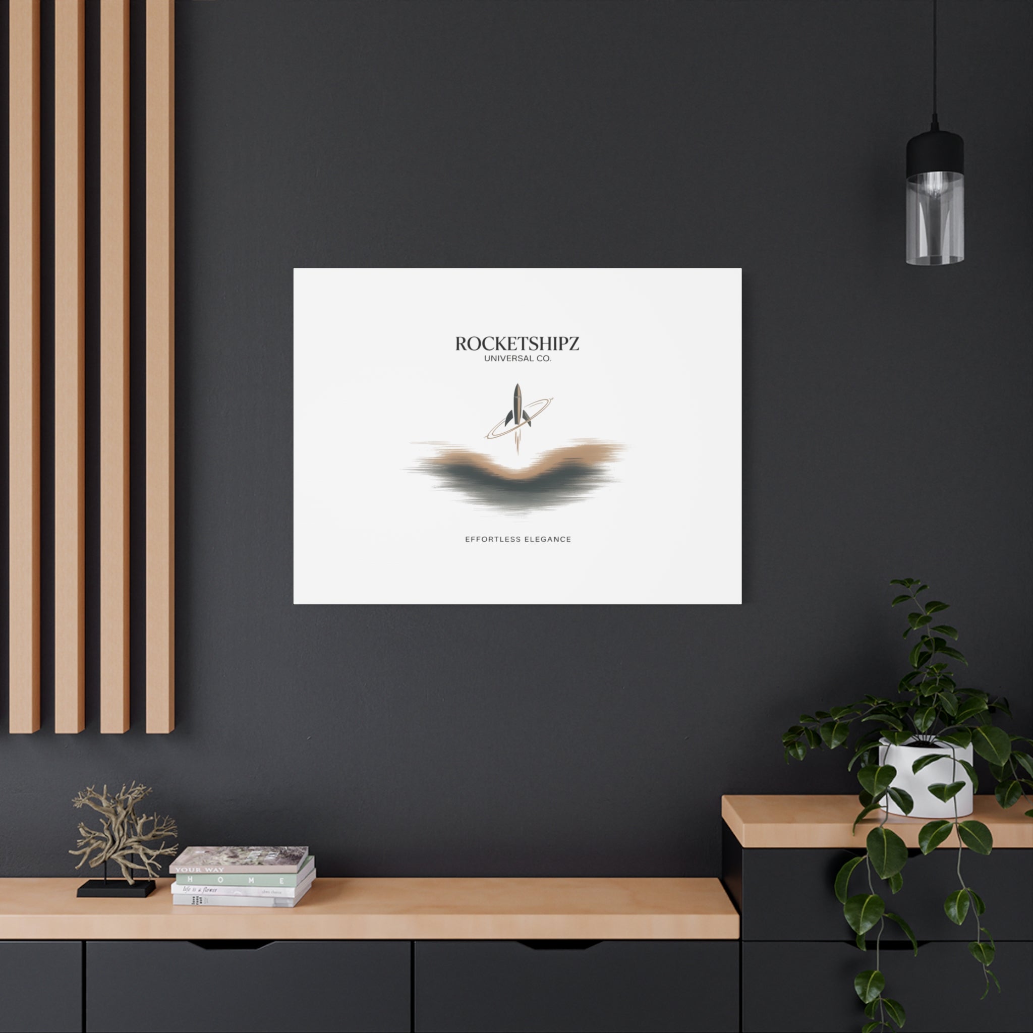Minimal Rocket Logo Canvas, Neutral Art Print | Quiet Luxury, Elevated Basics