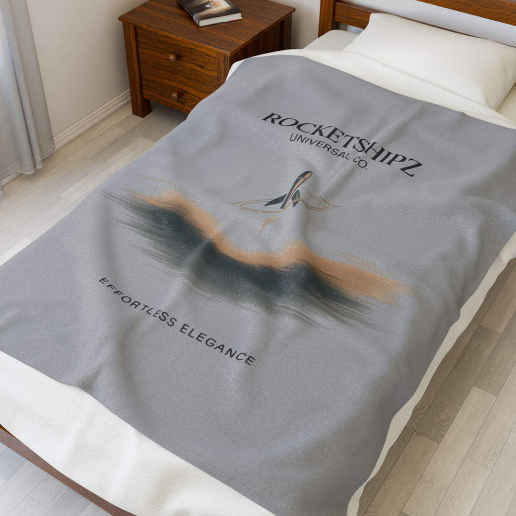 Minimalist Embroidered Logo Velveteen Blanket | Quiet Luxury, Neutral Essentials