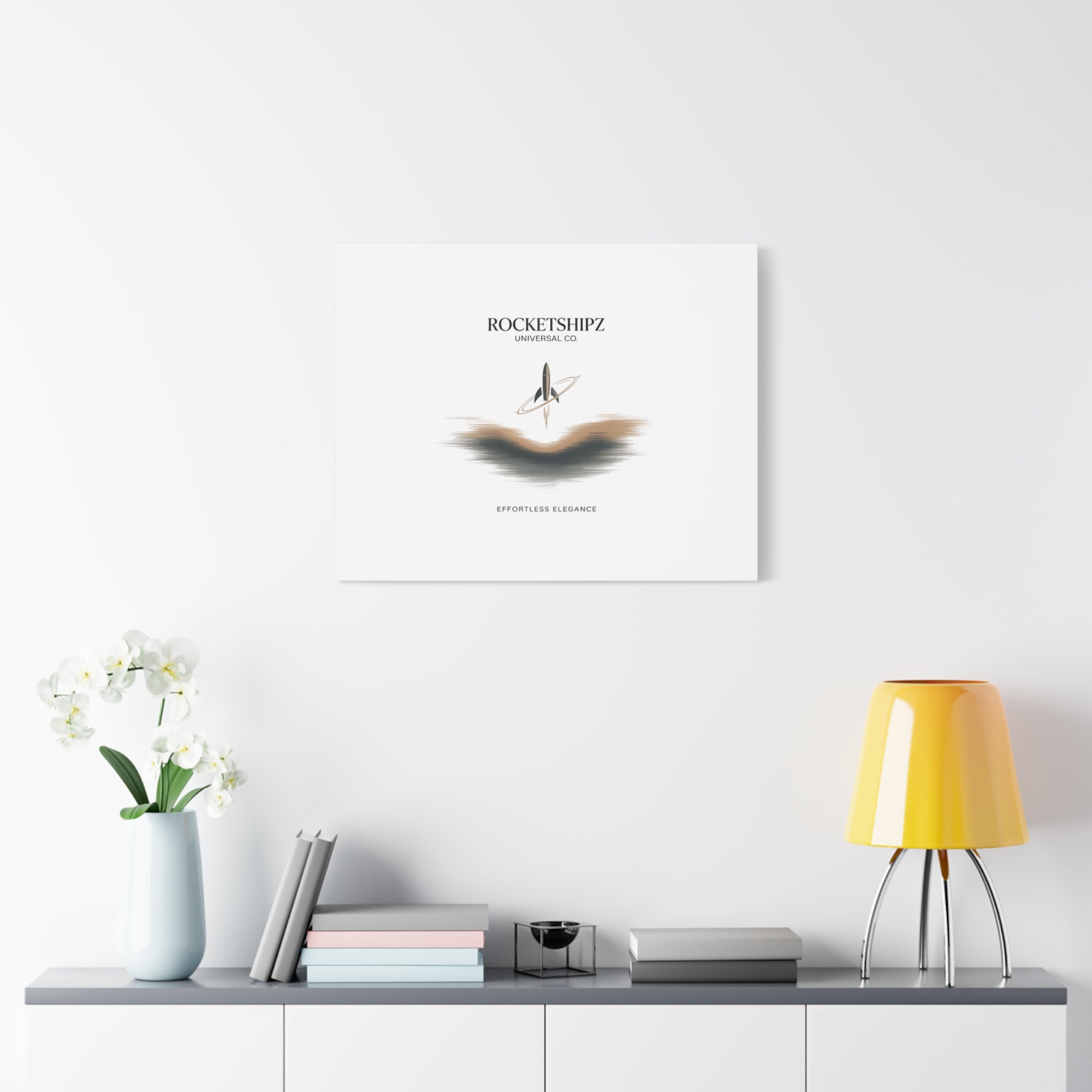 Minimal Rocket Logo Canvas, Neutral Art Print | Quiet Luxury, Elevated Basics