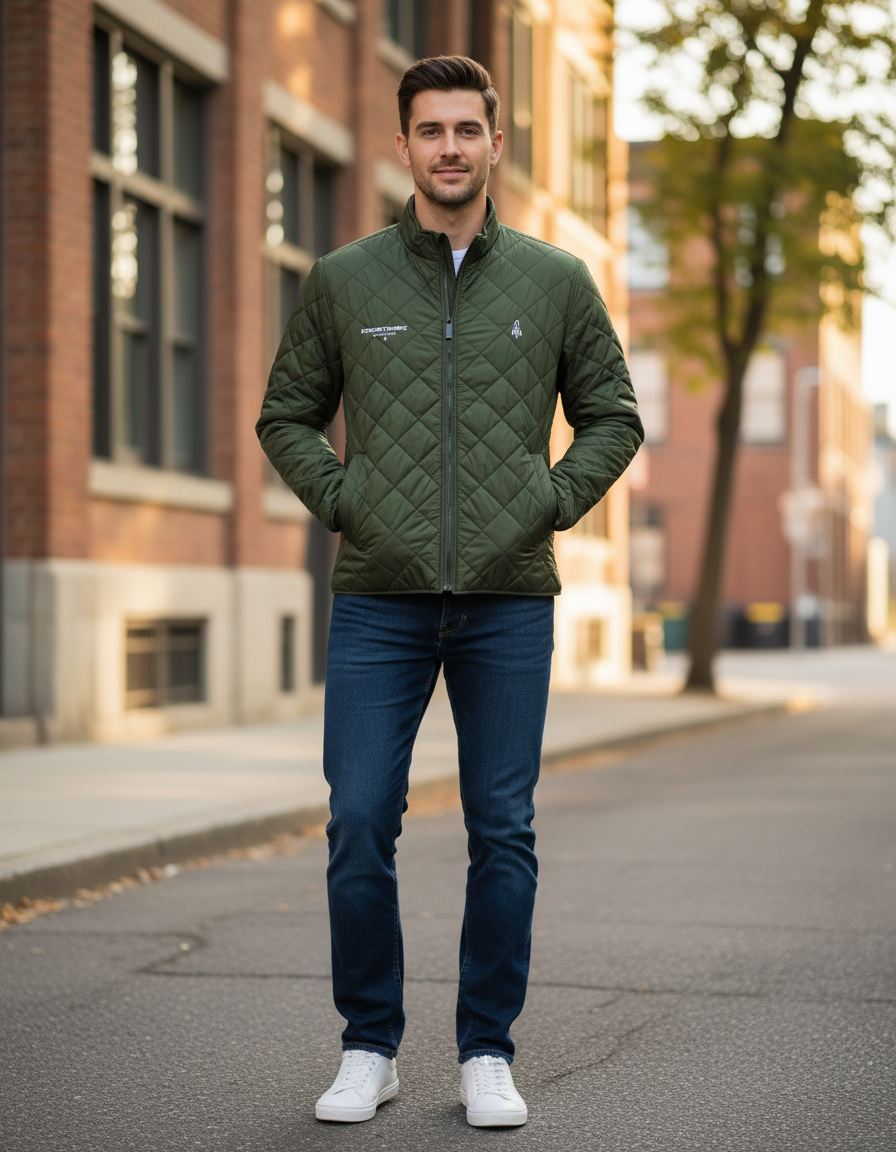 Rocketshipz "Interwebbed" Quilted Full-Zip Jacket — Embroidered Outerwear