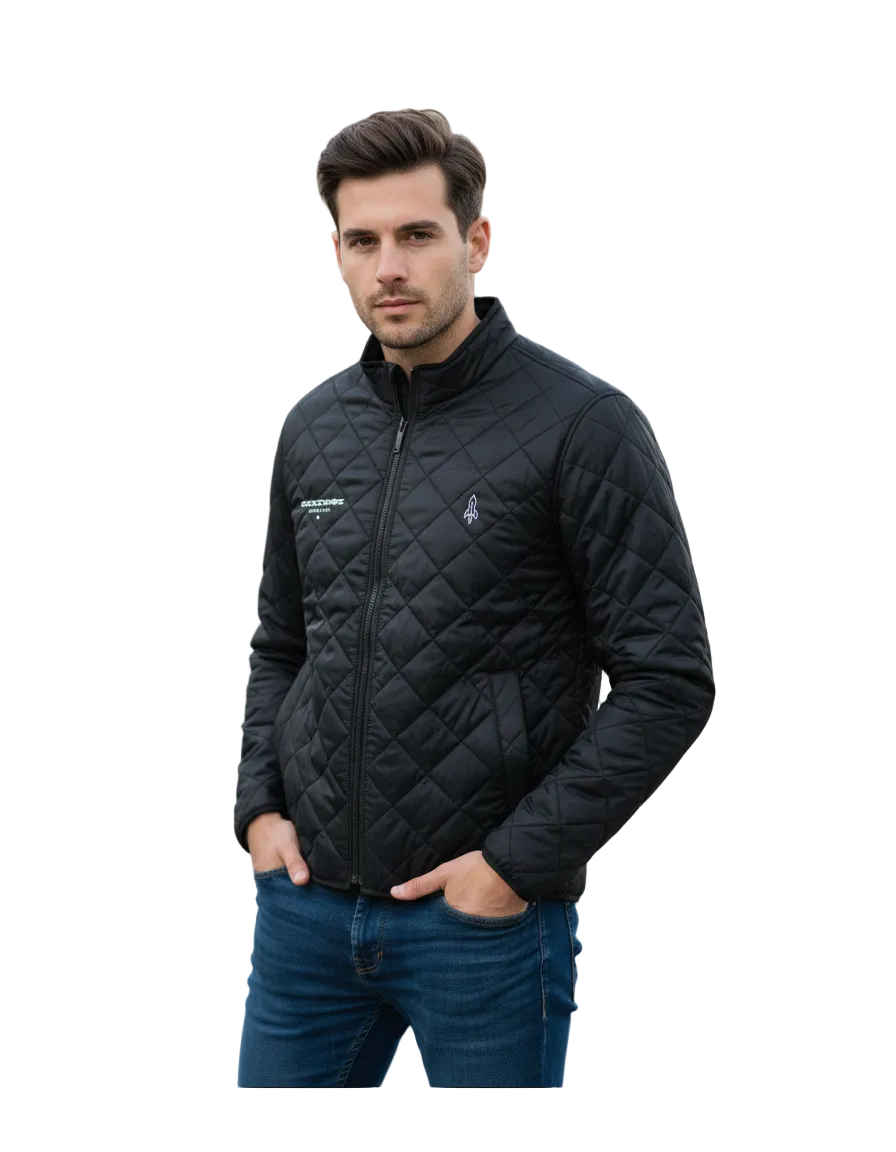 Rocketshipz "Interwebbed" Quilted Full-Zip Jacket — Embroidered Outerwear