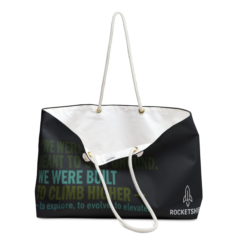 Rocketshipz Weekender Bag — 'Built to Climb Higher' Travel Tote