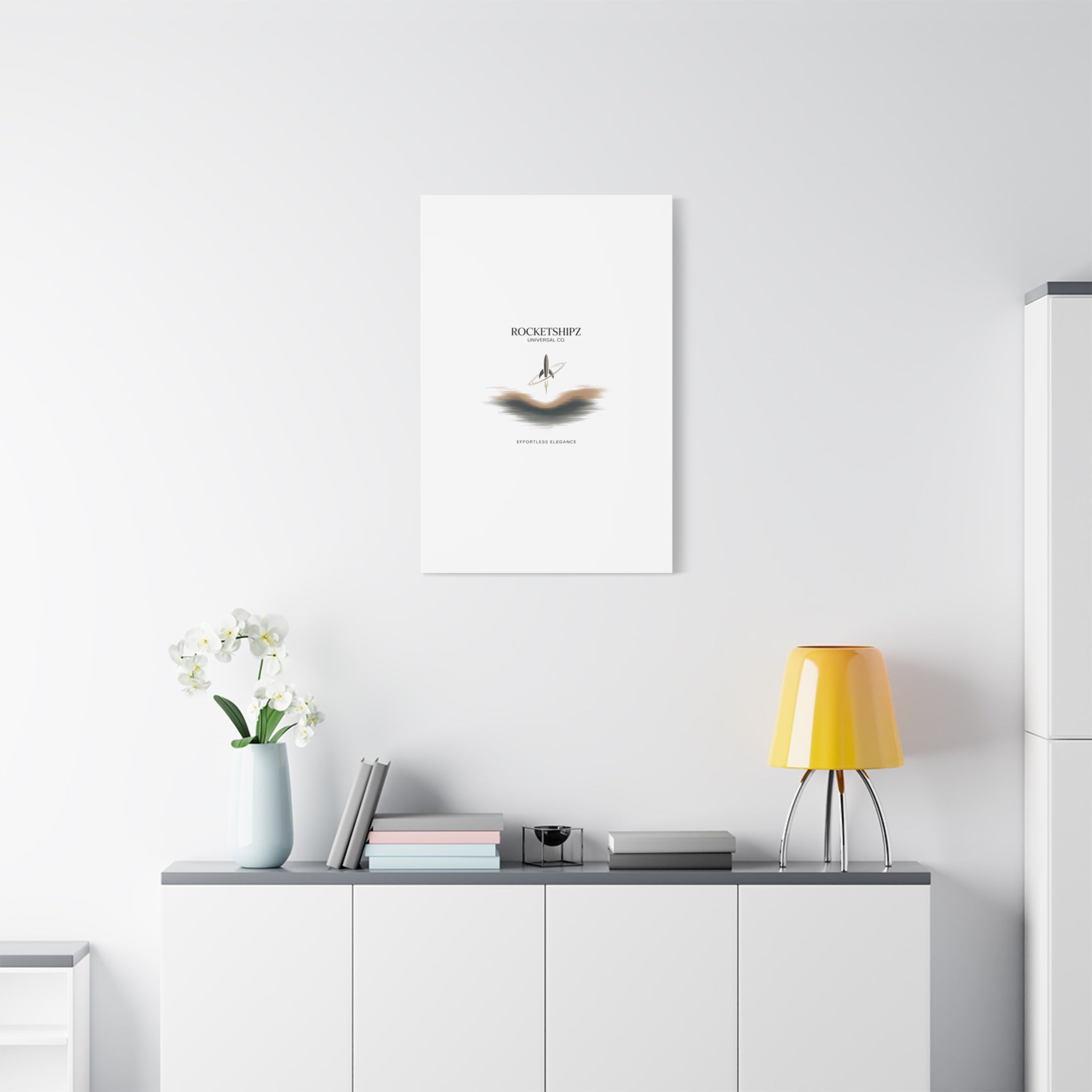 Minimal Rocket Logo Canvas, Neutral Art Print | Quiet Luxury, Elevated Basics