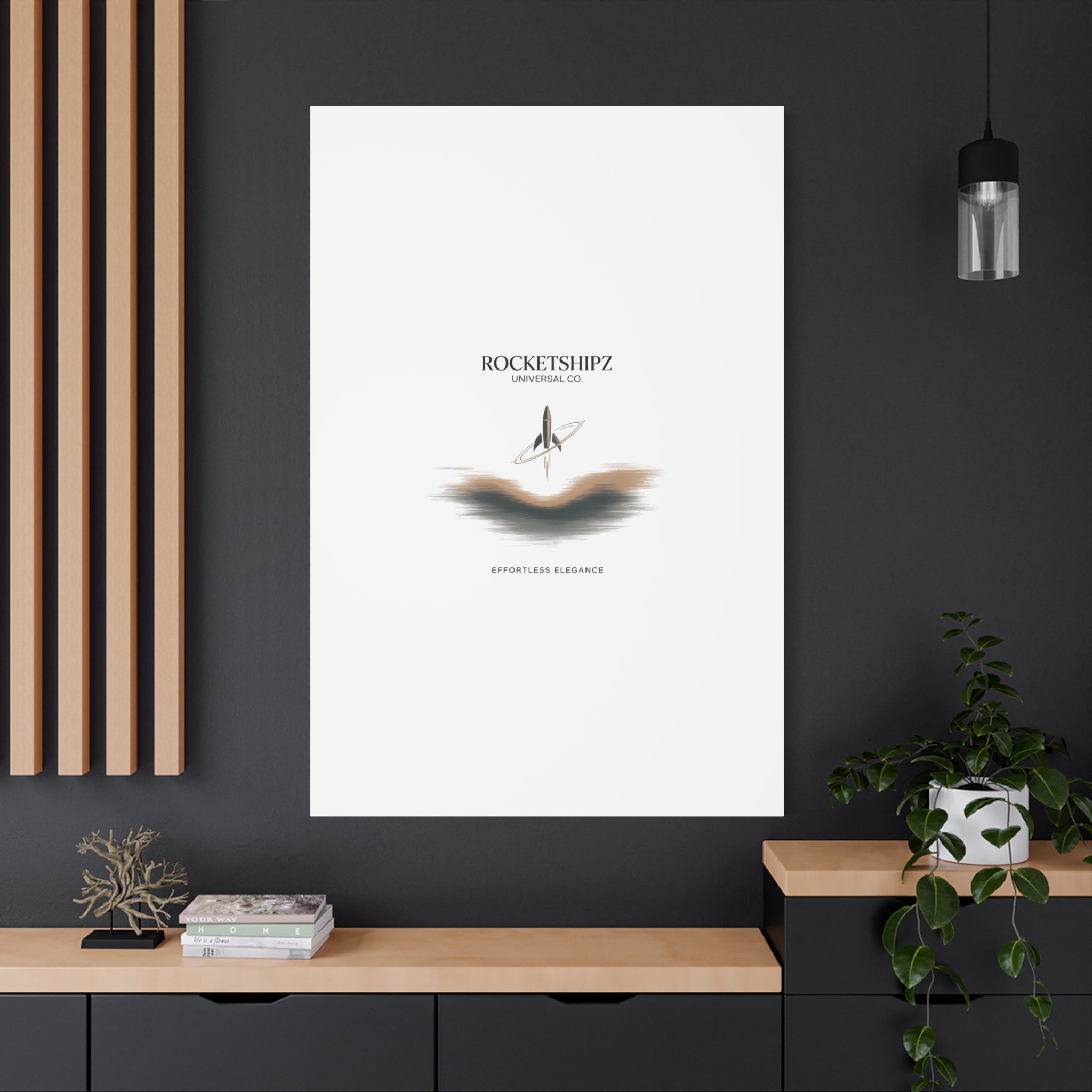 Minimal Rocket Logo Canvas, Neutral Art Print | Quiet Luxury, Elevated Basics