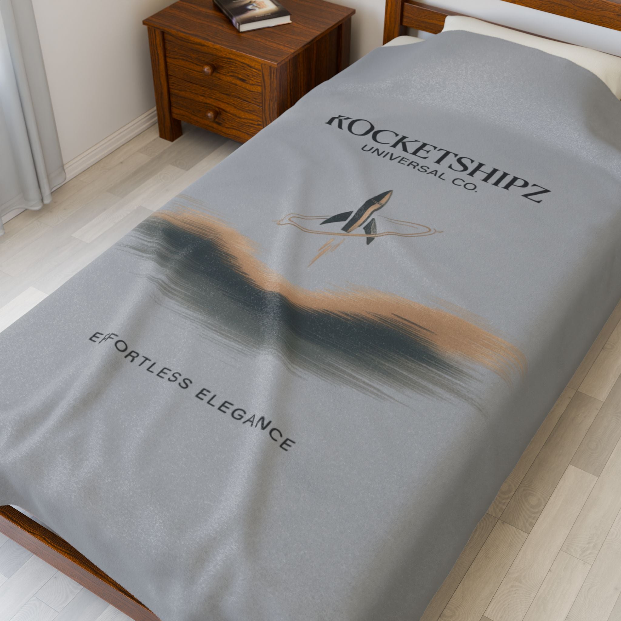 Minimalist Embroidered Logo Velveteen Blanket | Quiet Luxury, Neutral Essentials