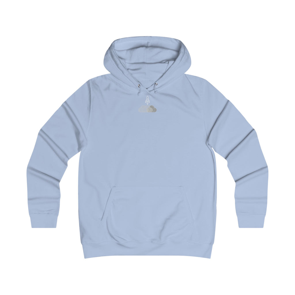 Sky Blue "Above The Clouds" Hoodie — Retro Rocketshipz College-Style Pullover