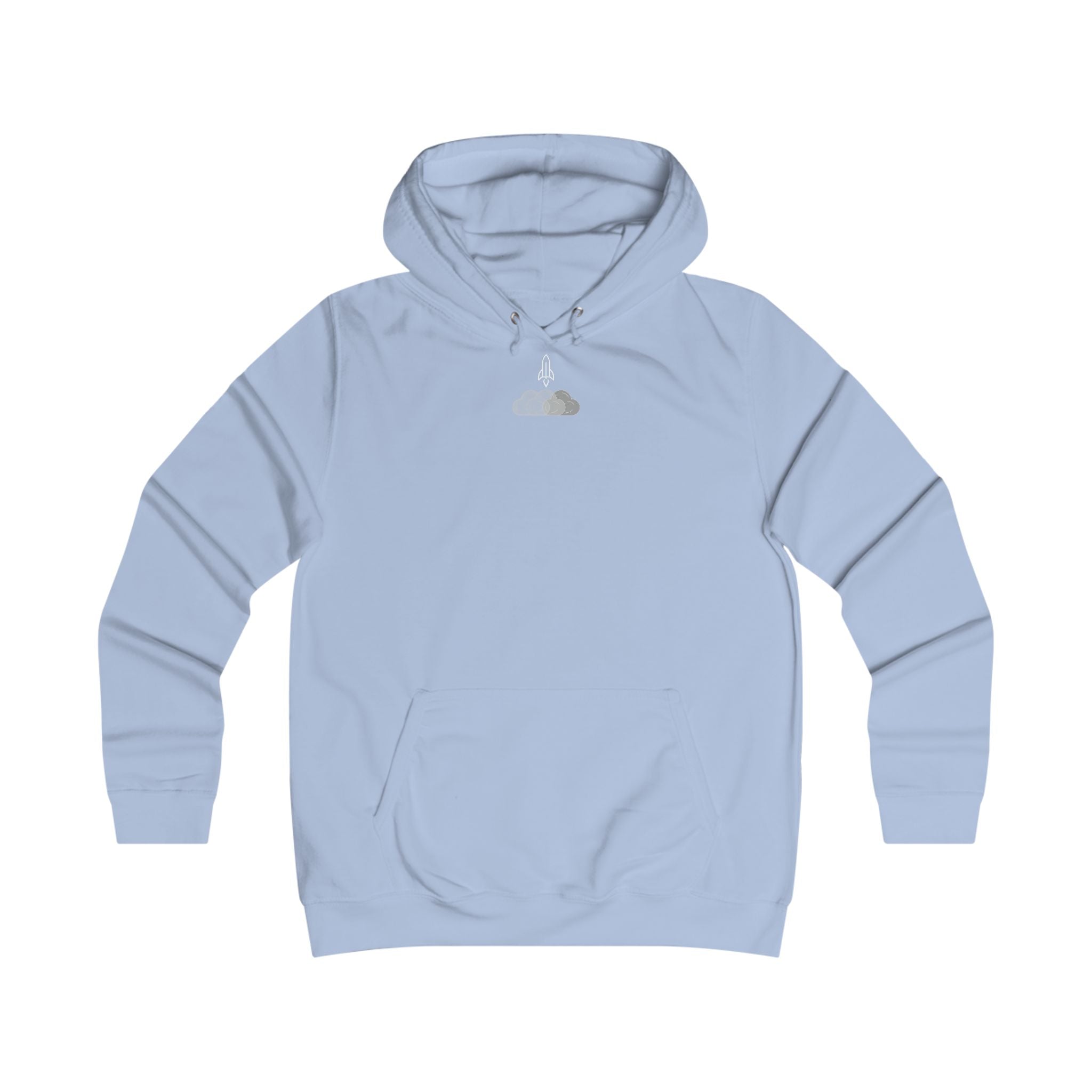 Sky Blue "Above The Clouds" Hoodie — Retro Rocketshipz College-Style Pullover