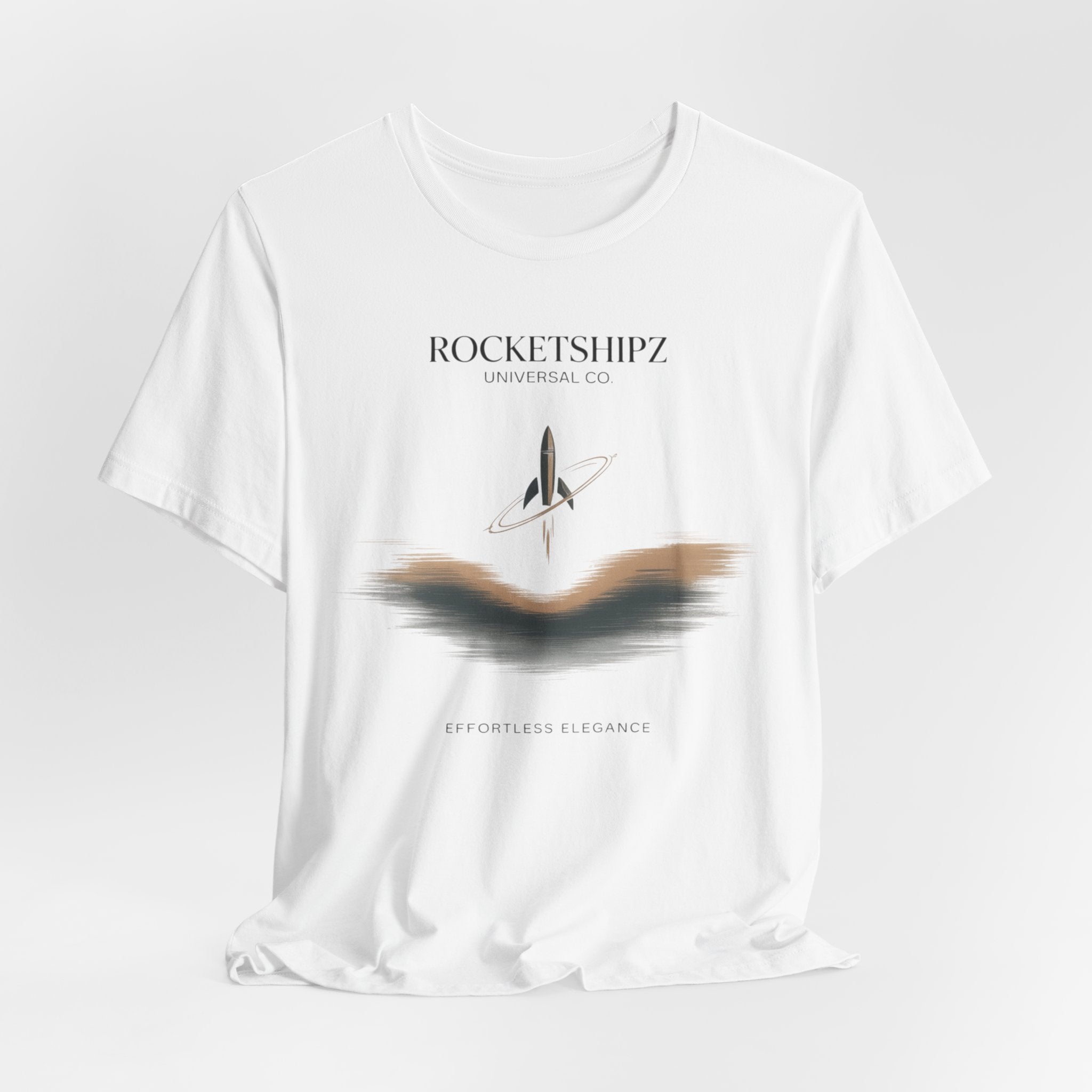 Minimalist Rocketship Tee, Premium Basics, Subtle Embroidery Style