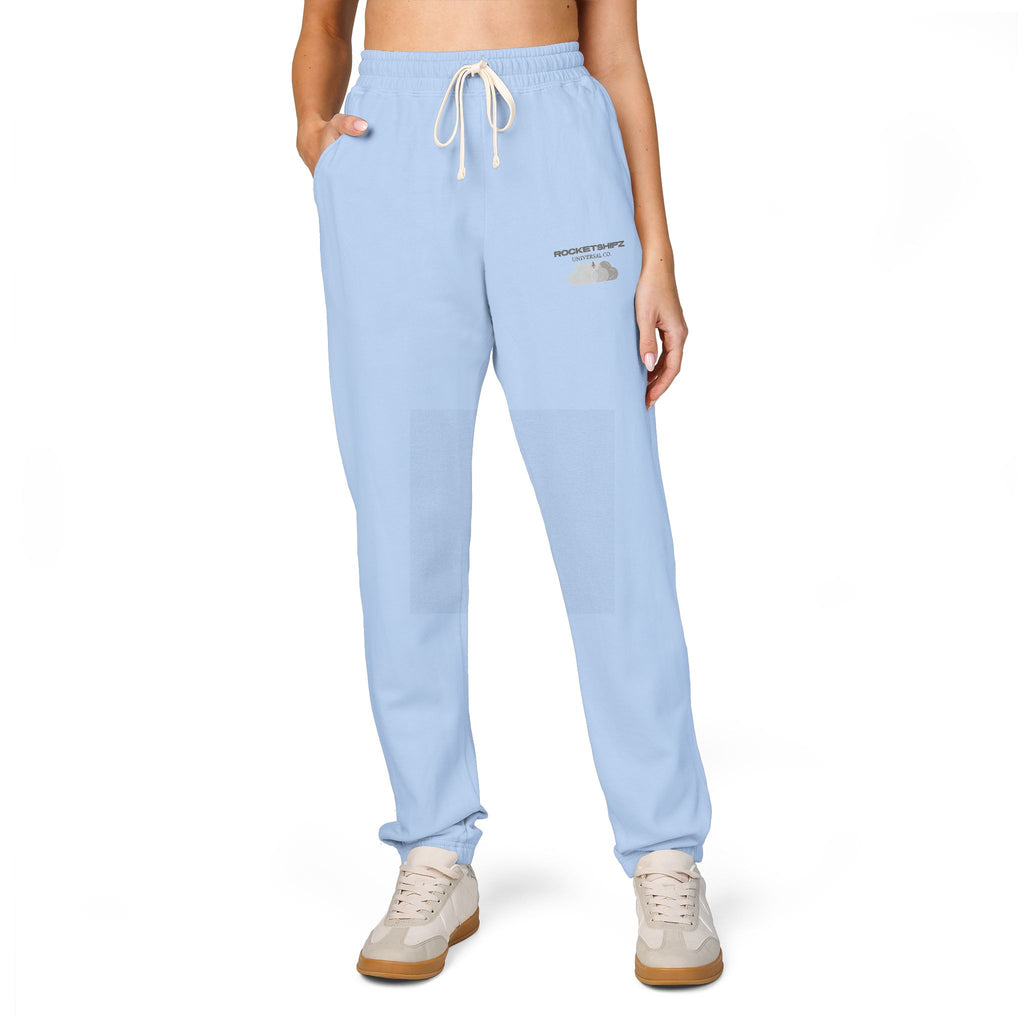 Sky Blue "Blue Dreamz" Garment-Dyed Fleece Sweatpants — Rocketshipz Hero Joggers