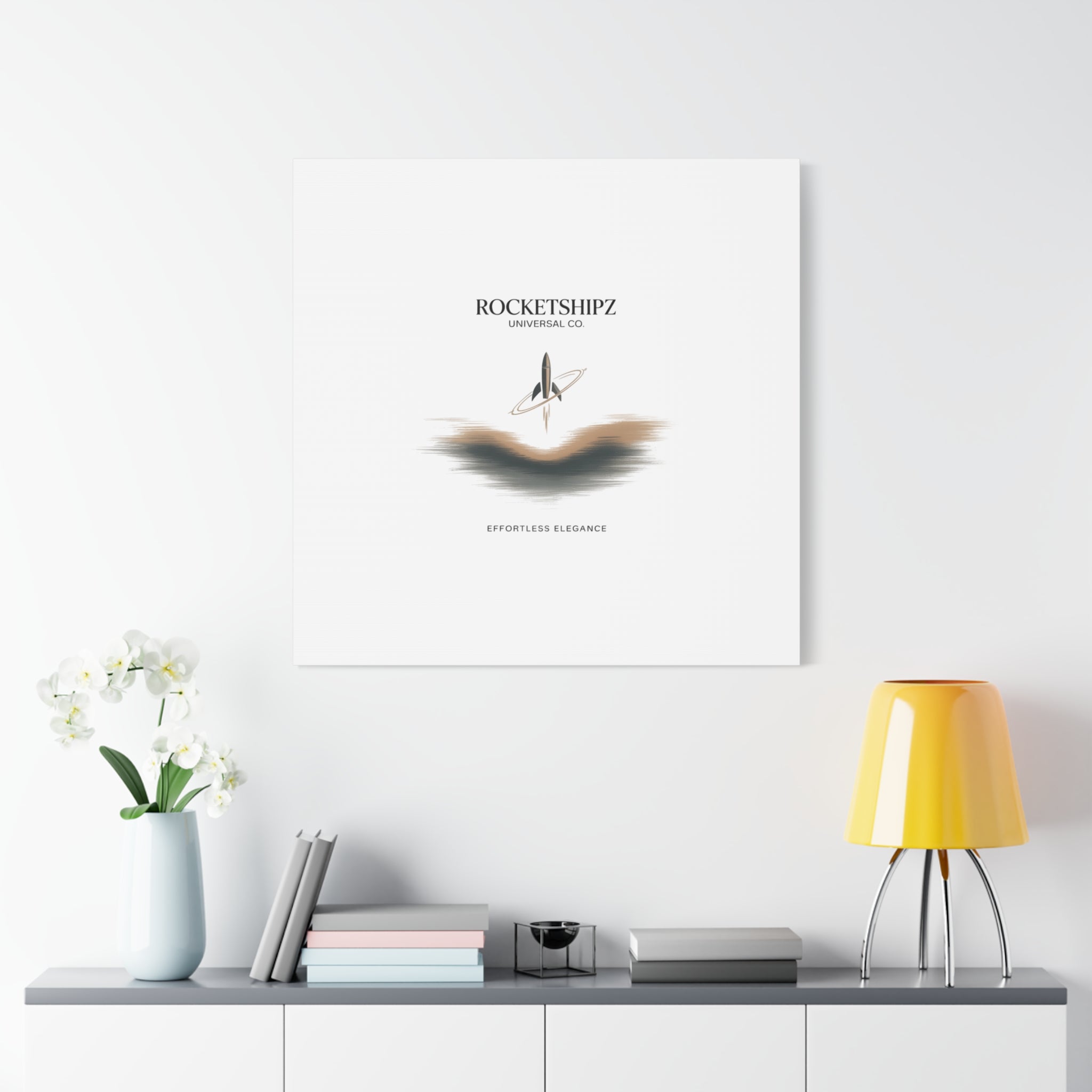 Minimal Rocket Logo Canvas, Neutral Art Print | Quiet Luxury, Elevated Basics