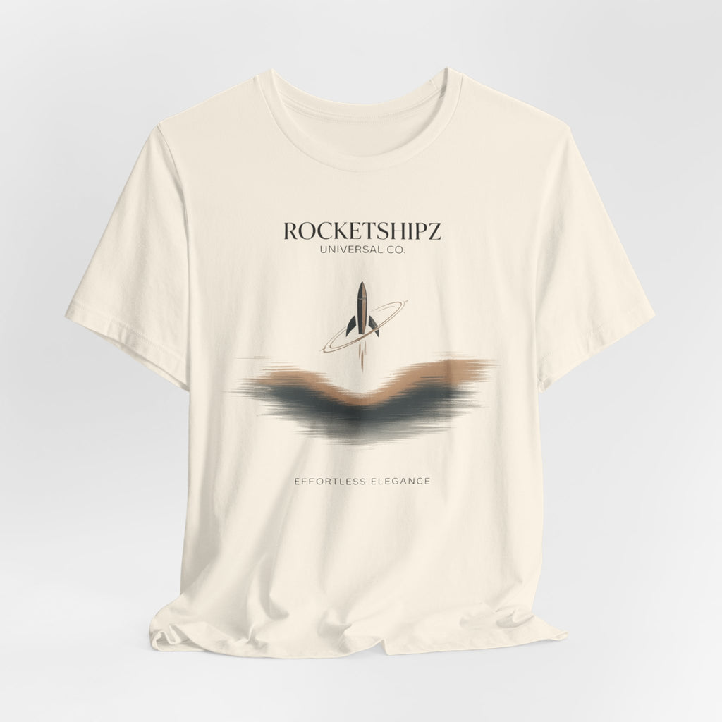 Minimalist Rocketship Tee, Premium Basics, Subtle Embroidery Style