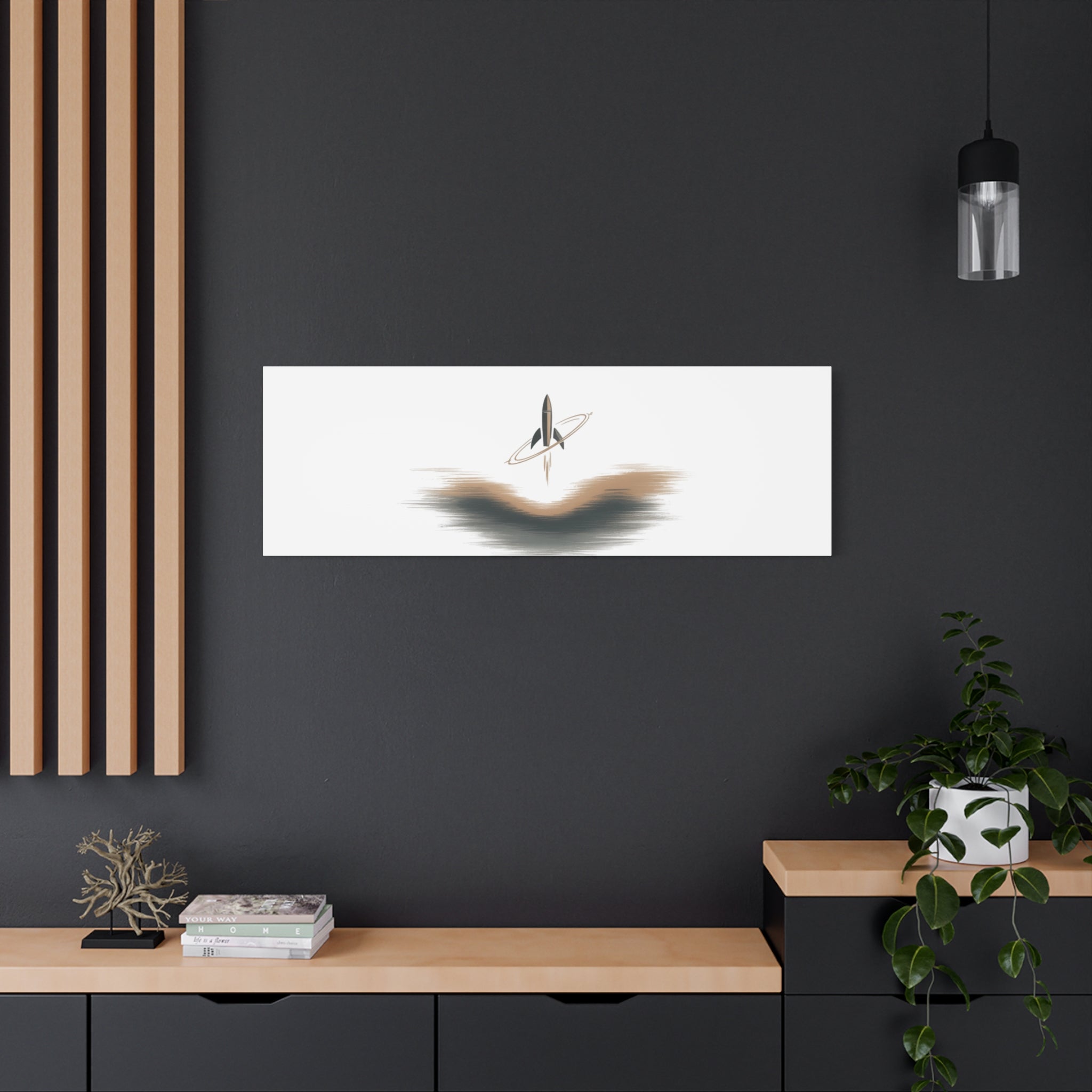 Minimal Rocket Logo Canvas, Neutral Art Print | Quiet Luxury, Elevated Basics
