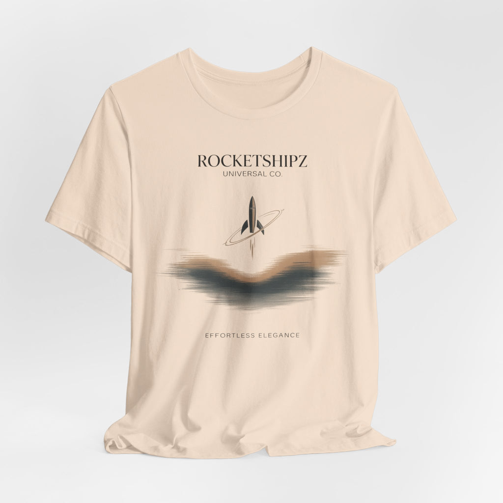 Minimalist Rocketship Tee, Premium Basics, Subtle Embroidery Style