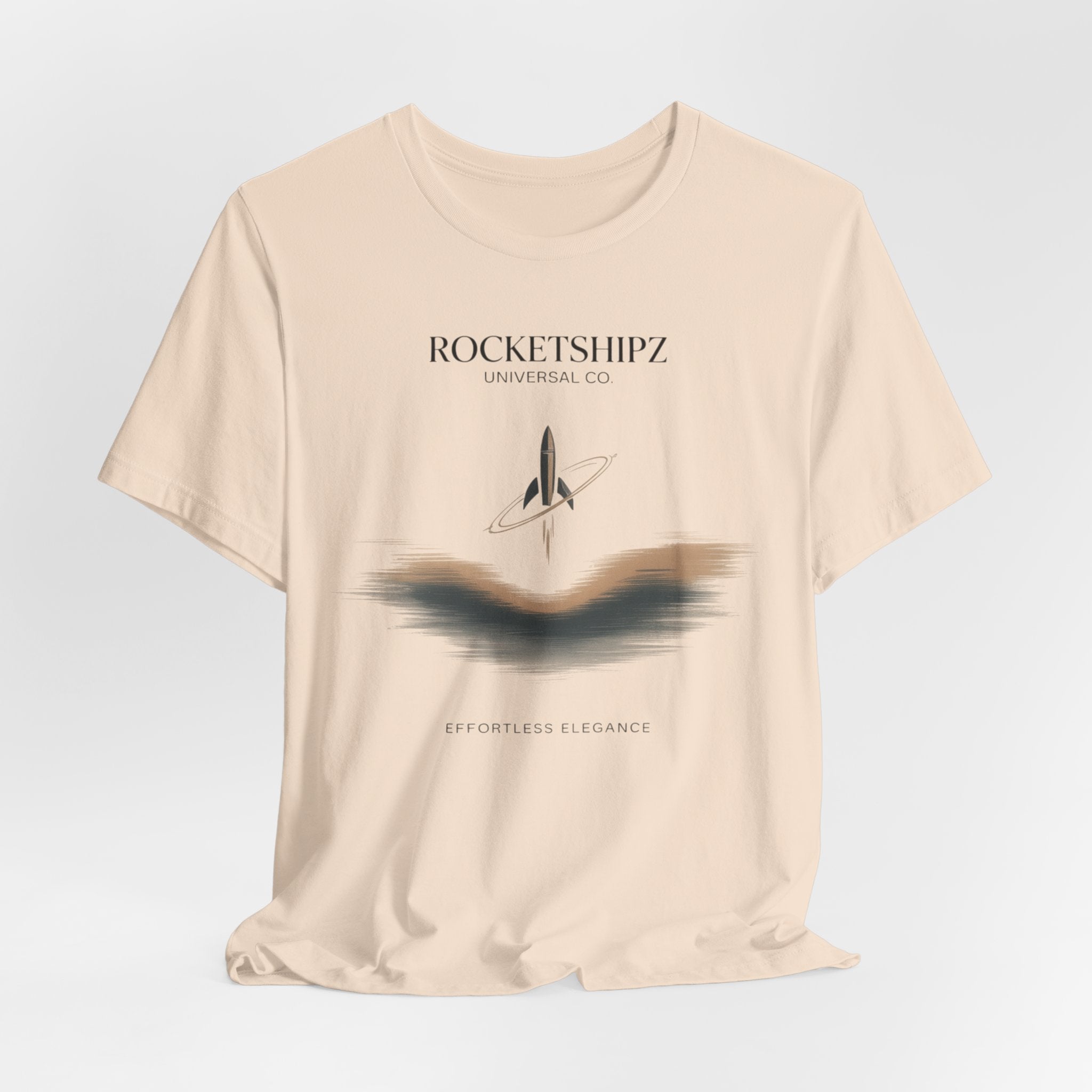 Minimalist Rocketship Tee, Premium Basics, Subtle Embroidery Style