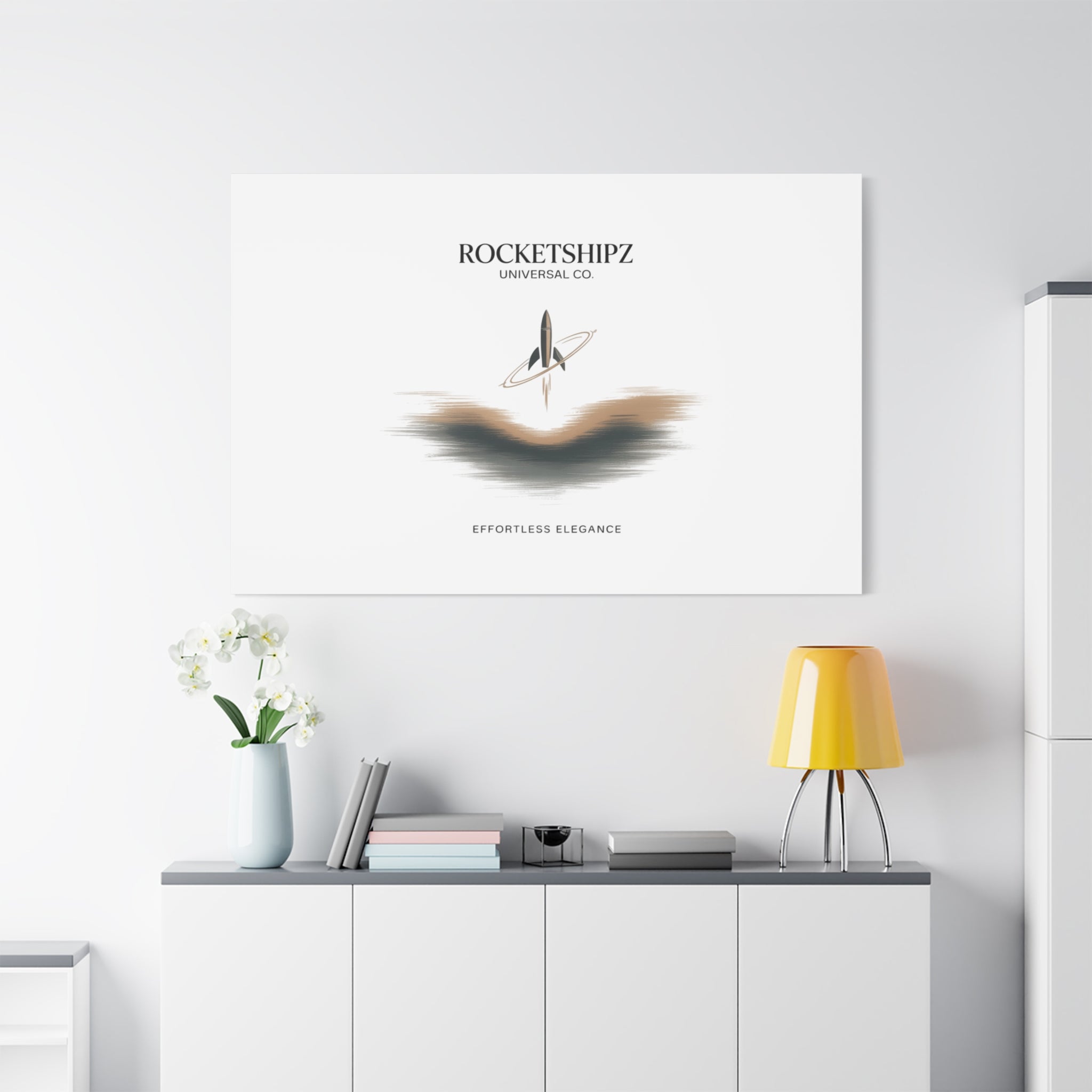 Minimal Rocket Logo Canvas, Neutral Art Print | Quiet Luxury, Elevated Basics