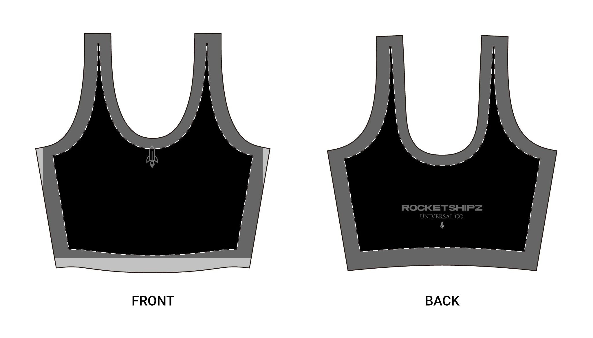 Rocketshipz "Dark Matter" Black Performance Sports Bra — Activewear