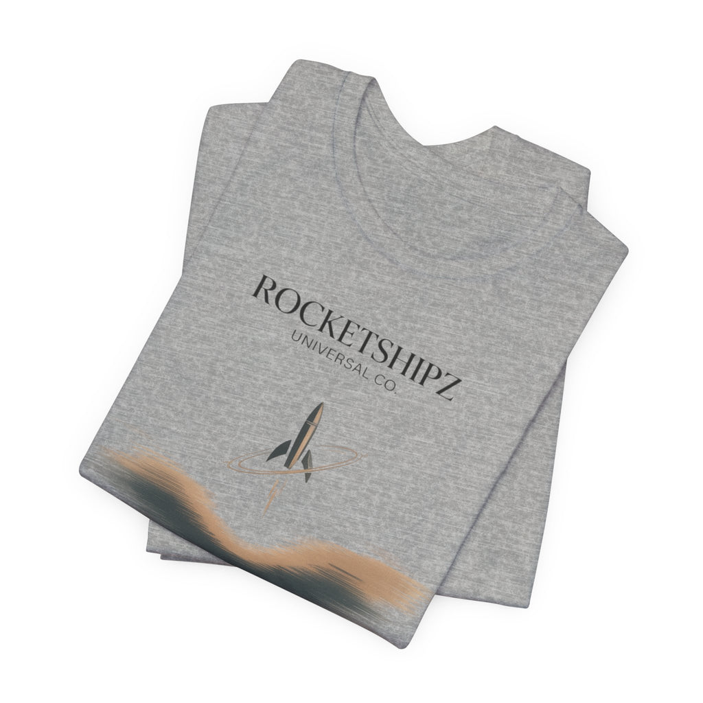 Minimalist Rocketship Tee, Premium Basics, Subtle Embroidery Style