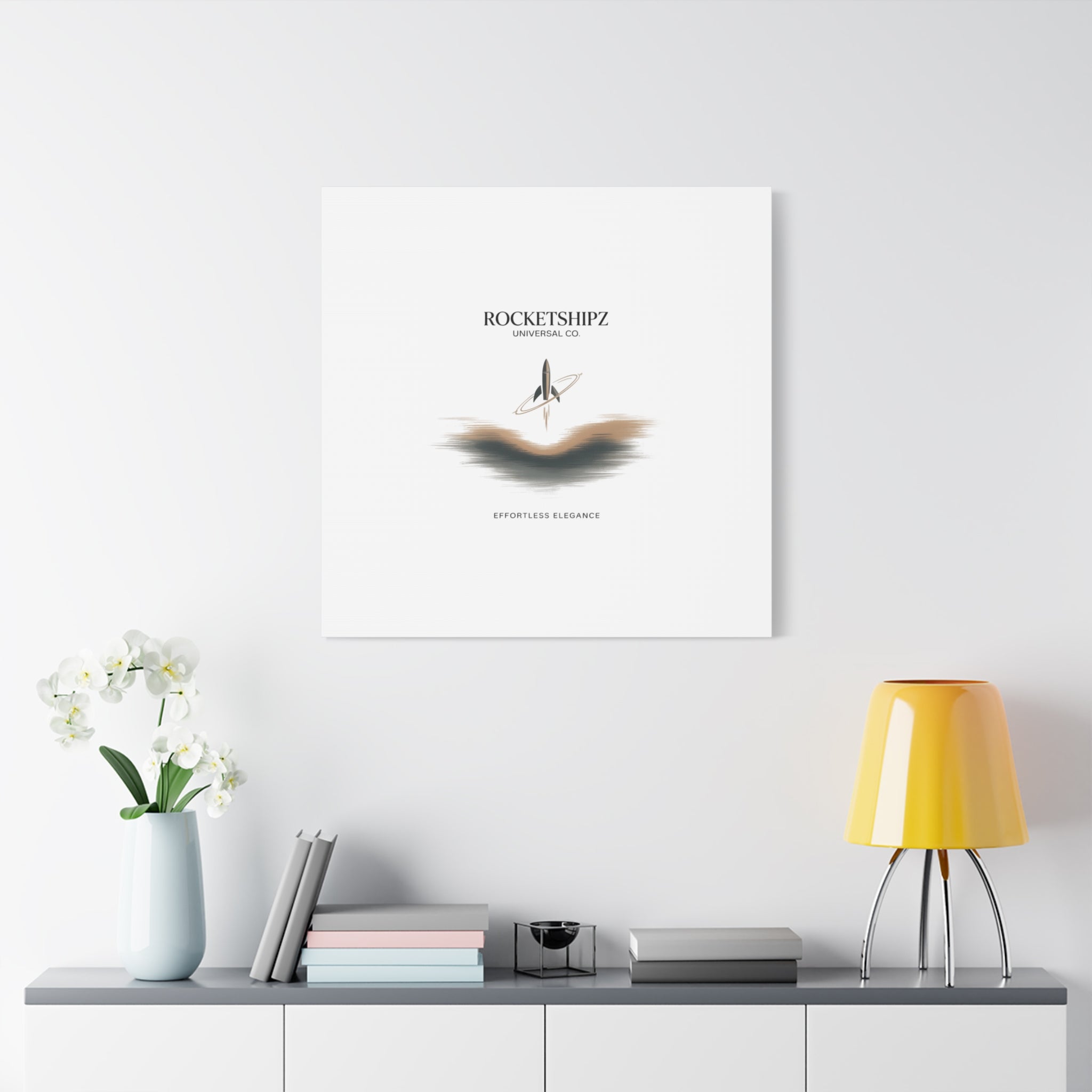 Minimal Rocket Logo Canvas, Neutral Art Print | Quiet Luxury, Elevated Basics