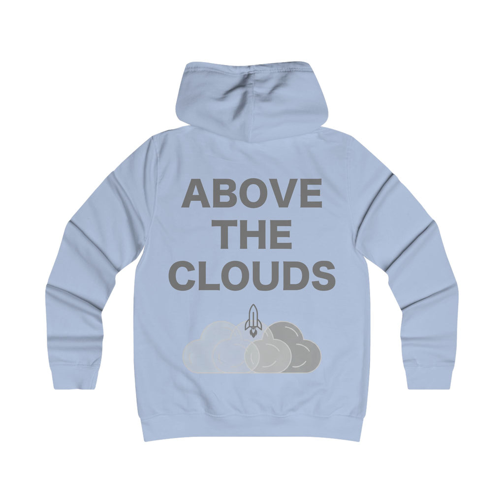 Sky Blue "Above The Clouds" Hoodie — Retro Rocketshipz College-Style Pullover