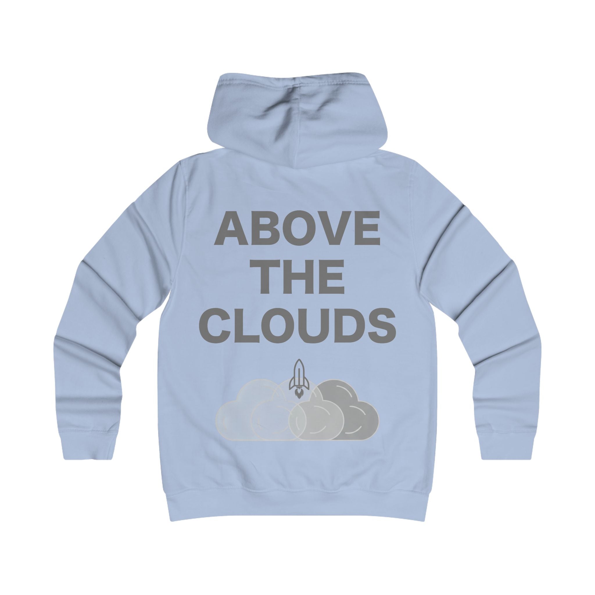 Sky Blue "Above The Clouds" Hoodie — Retro Rocketshipz College-Style Pullover