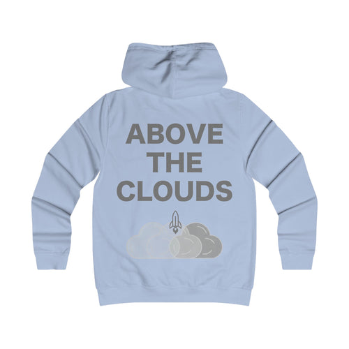 Sky Blue "Above The Clouds" Hoodie — Retro Rocketshipz College-Style Pullover