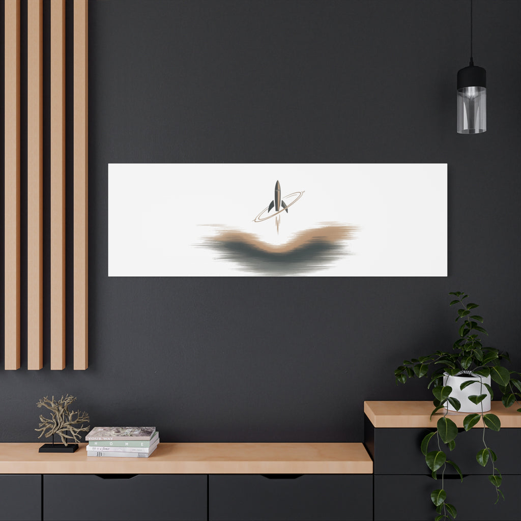Minimal Rocket Logo Canvas, Neutral Art Print | Quiet Luxury, Elevated Basics