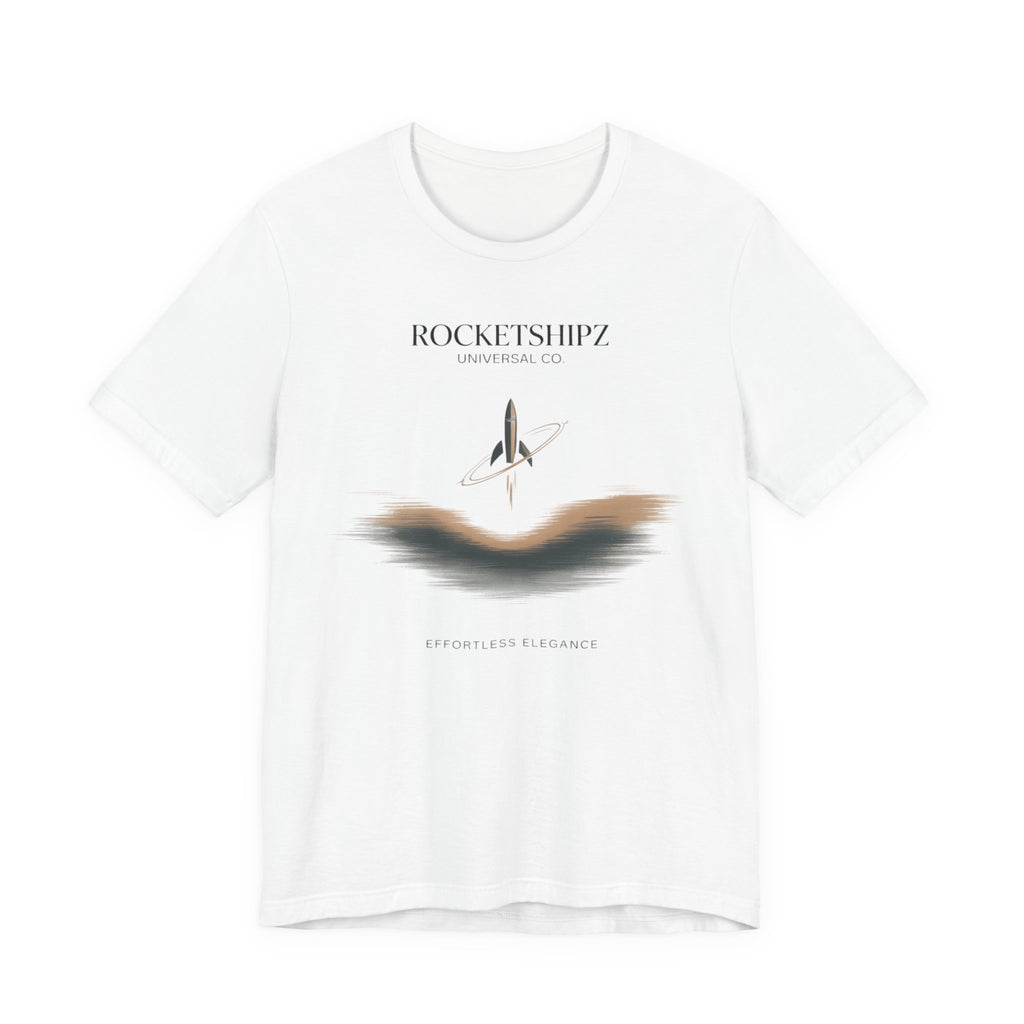 Minimalist Rocketship Tee, Premium Basics, Subtle Embroidery Style