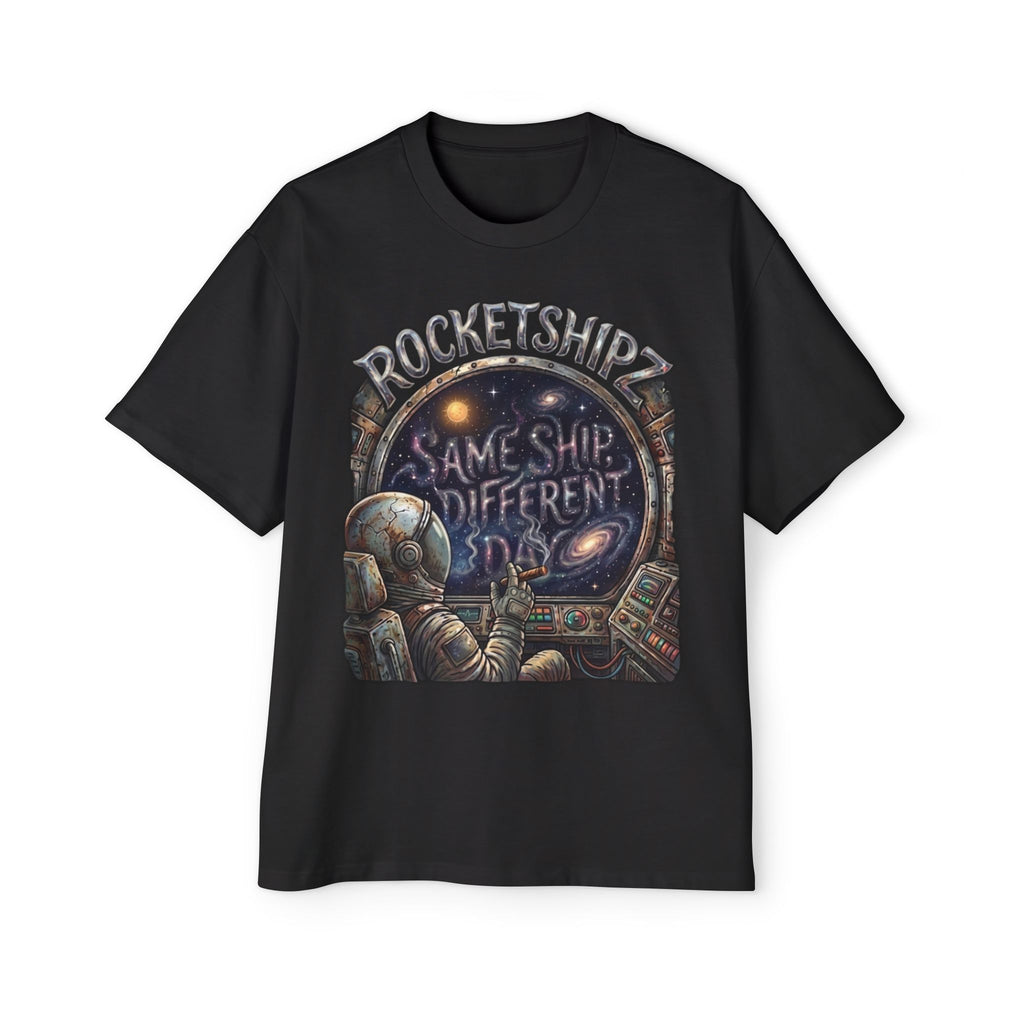 "Same Ship, Different Day" Rocketshipz Astronaut Graphic Tee — Men’s Oversized T-Shirt
