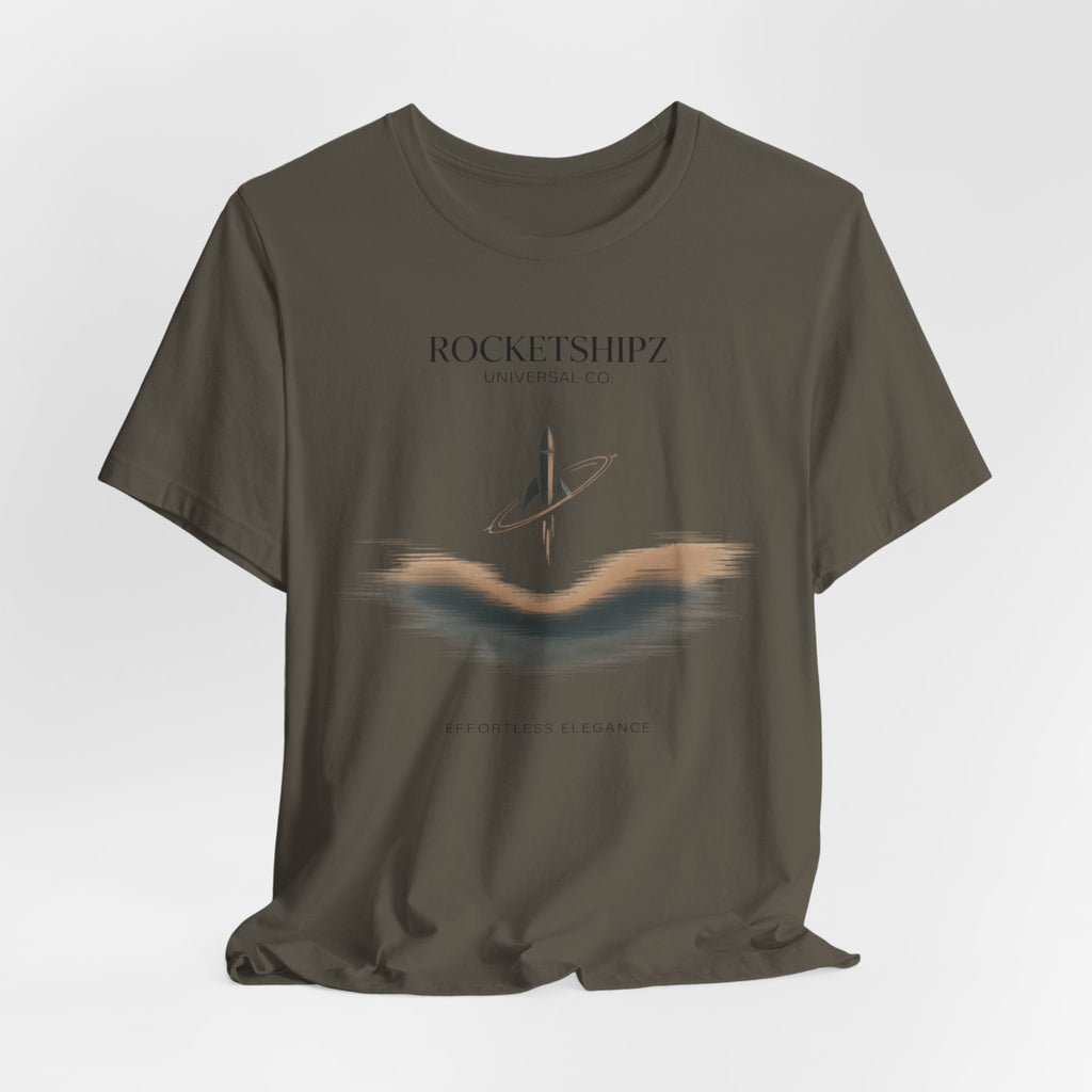 Minimalist Rocketship Tee, Premium Basics, Subtle Embroidery Style