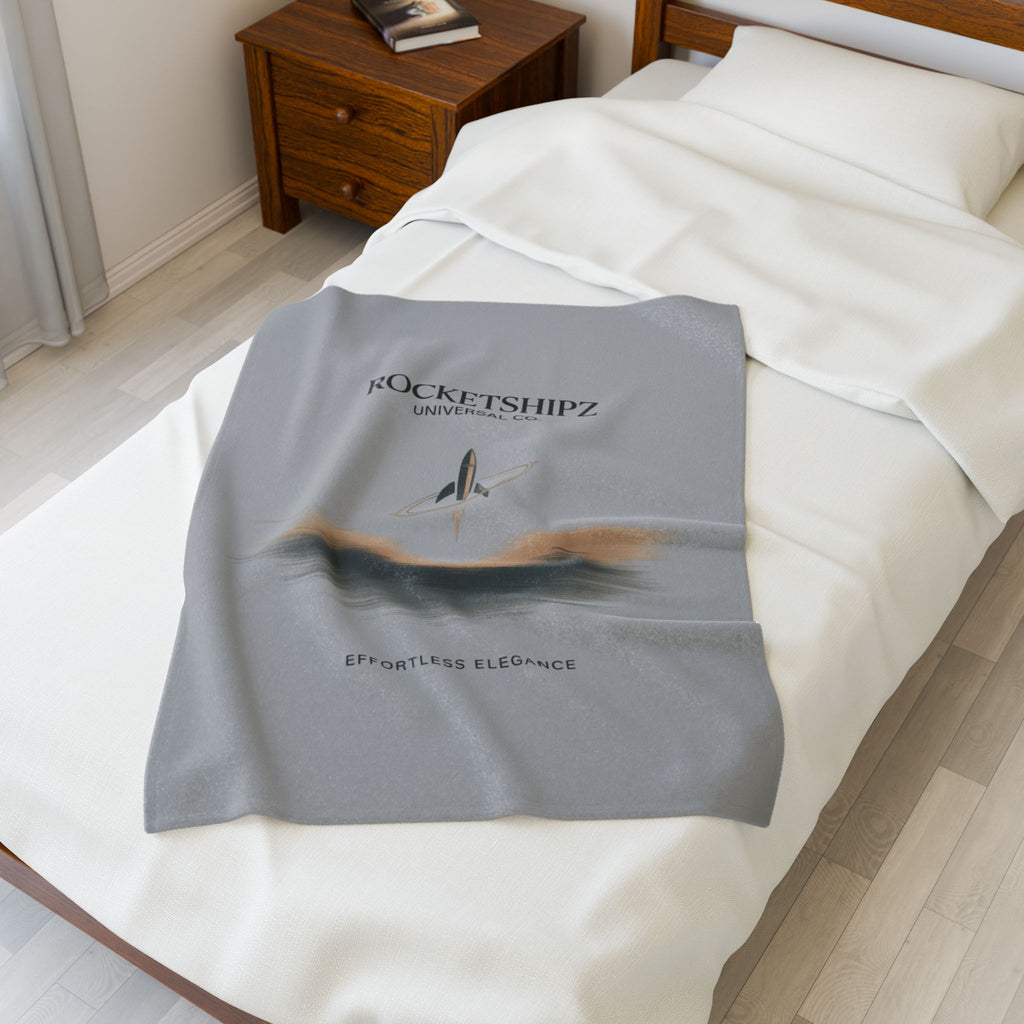 Minimalist Embroidered Logo Velveteen Blanket | Quiet Luxury, Neutral Essentials